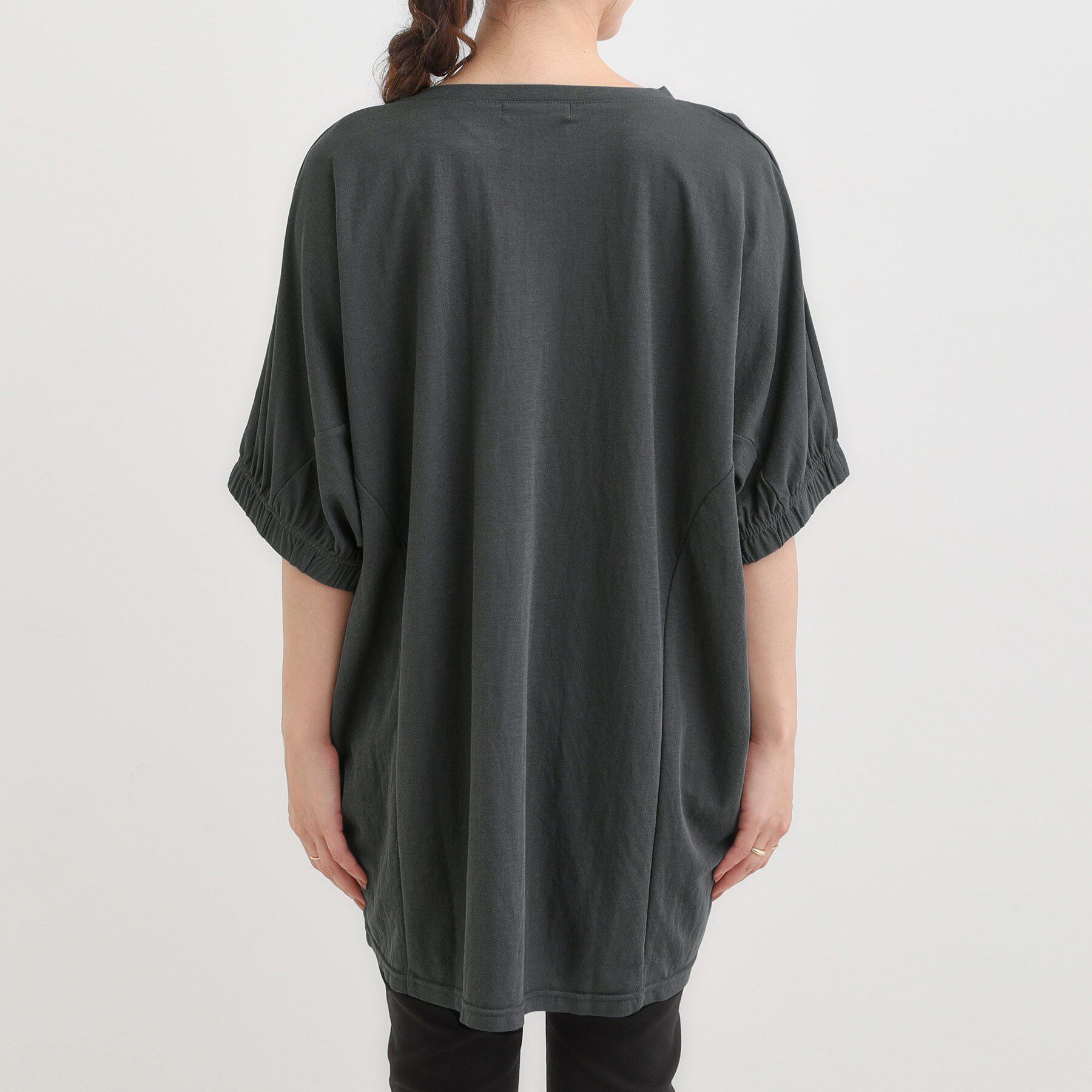 SHOO･LA･RUE「【S-LL/ひんやり】さらさらタッチが心地よい コクーンシルエットチュニック」|チュニック|