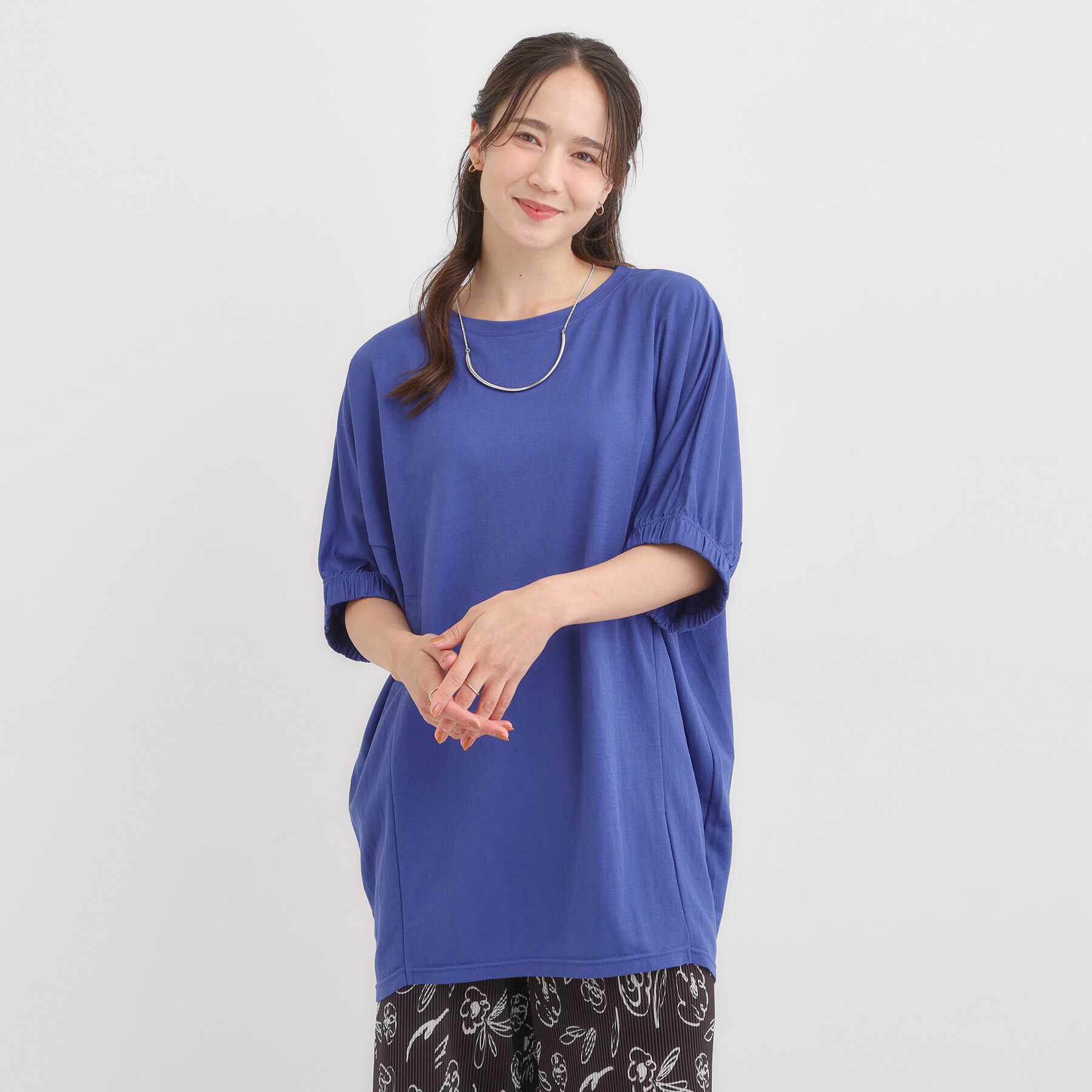 SHOO･LA･RUE「【S-LL/ひんやり】さらさらタッチが心地よい コクーンシルエットチュニック」|チュニック|