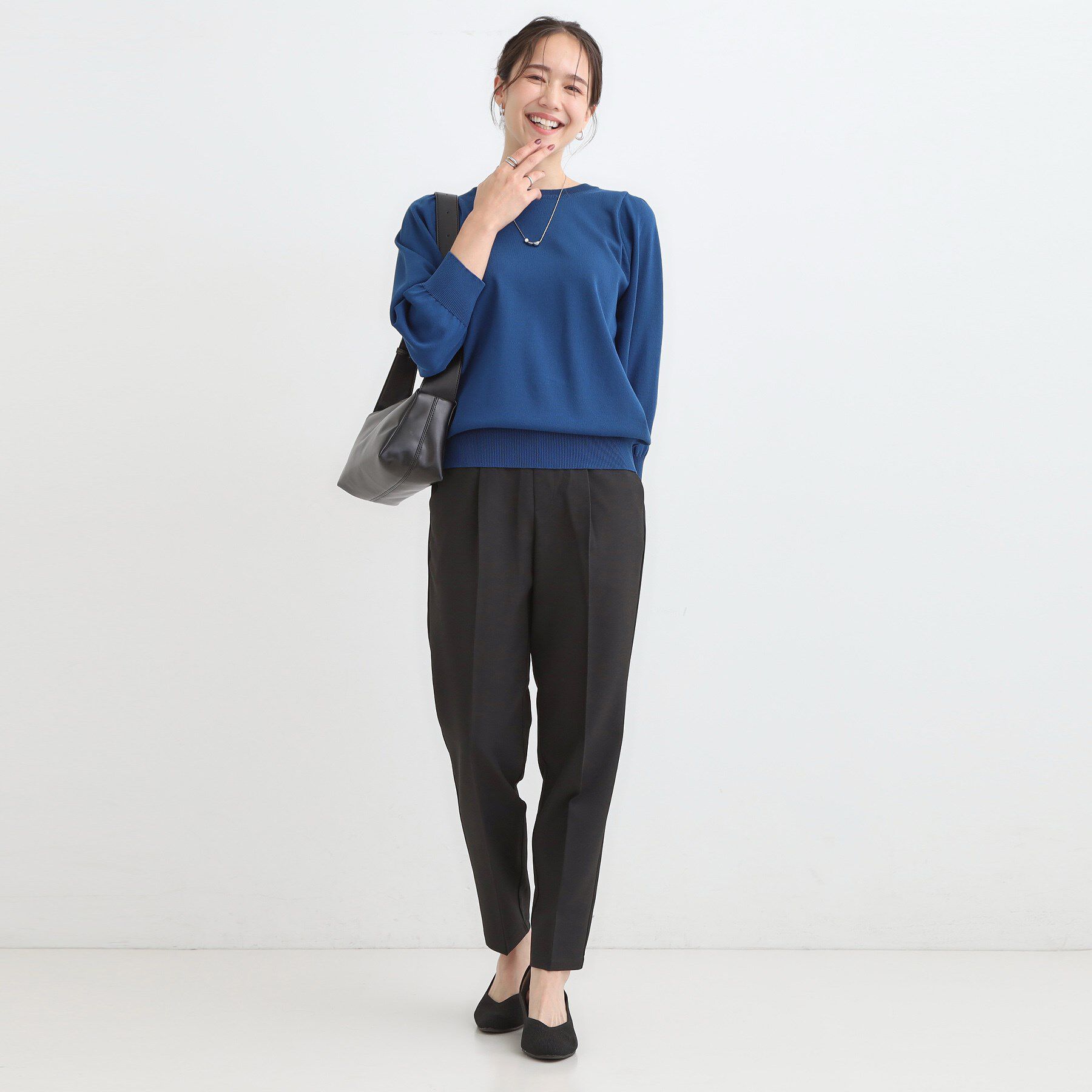 SHOO･LA･RUE「【洗濯機可/S-LL/アンサンブル可】8分袖で手元を華奢に魅せる さらっとタッチニット」|ニット・セーター|