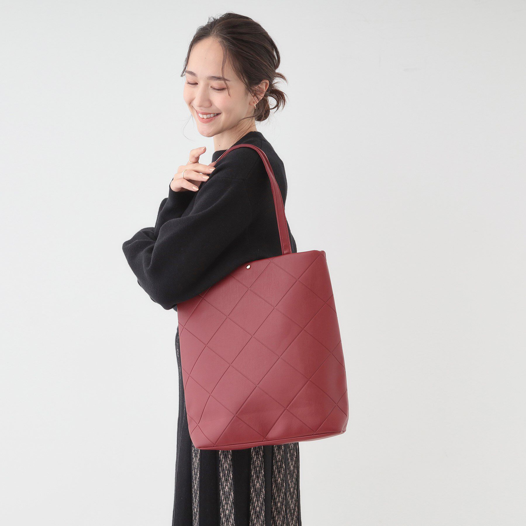 SHOO･LA･RUE「バイアスチェック型押しトートバッグ」|トートバッグ|