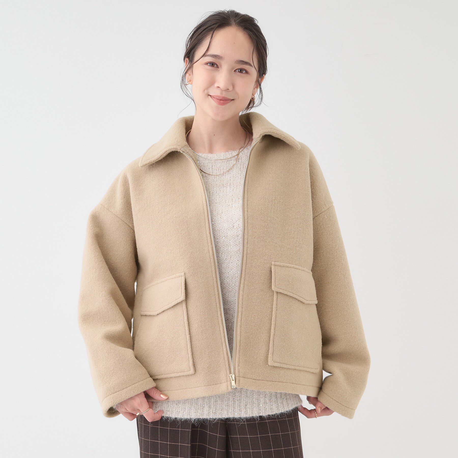 SHOO･LA･RUE「【S-LL】大人カジュアルコーデに 襟付きZIPブルゾン」|ブルゾン・スタジャン|