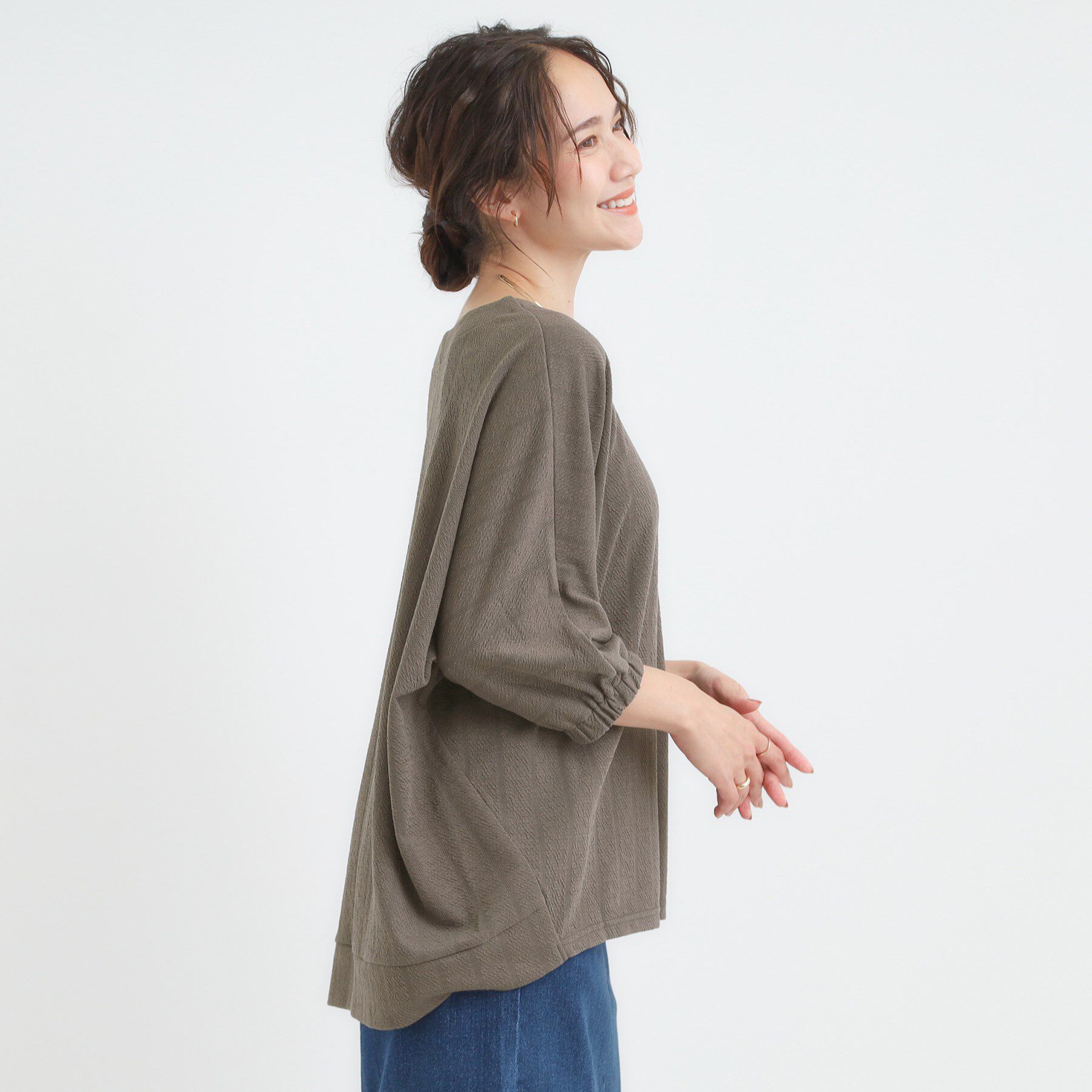 SHOO･LA･RUE「【S-LL/7分袖】さらっとしたタッチ ゆるシルエットが心地よいドルマントップス」|Tシャツ・カットソー|