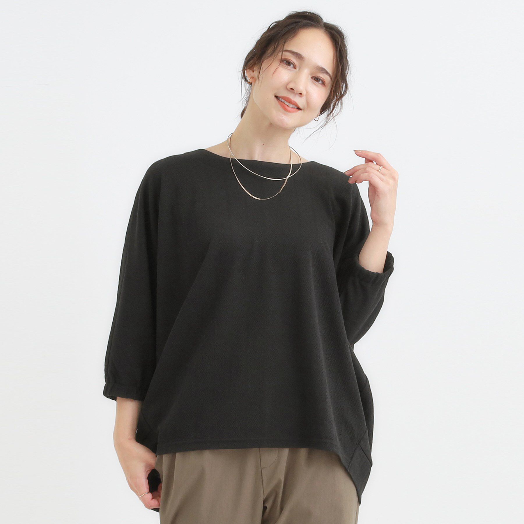 SHOO･LA･RUE「【S-LL/7分袖】さらっとしたタッチ ゆるシルエットが心地よいドルマントップス」|Tシャツ・カットソー|