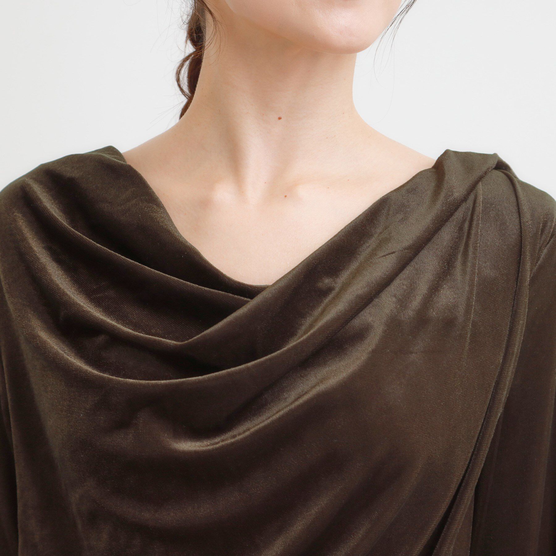 SHOO･LA･RUE「【S-LL】ベロア調ドレープデザインカットソー」|Tシャツ・カットソー|