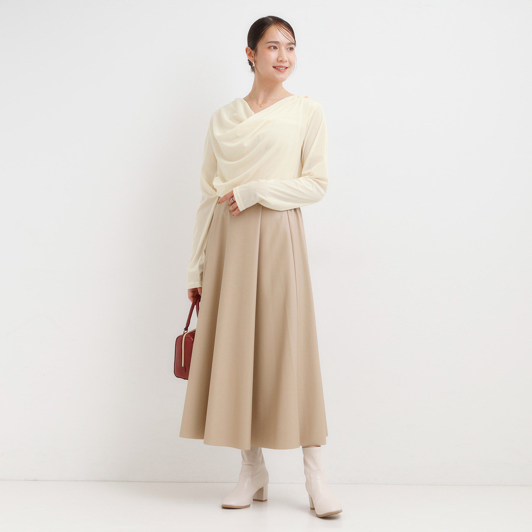 SHOO･LA･RUE「【S-LL】ベロア調ドレープデザインカットソー」|Tシャツ・カットソー|