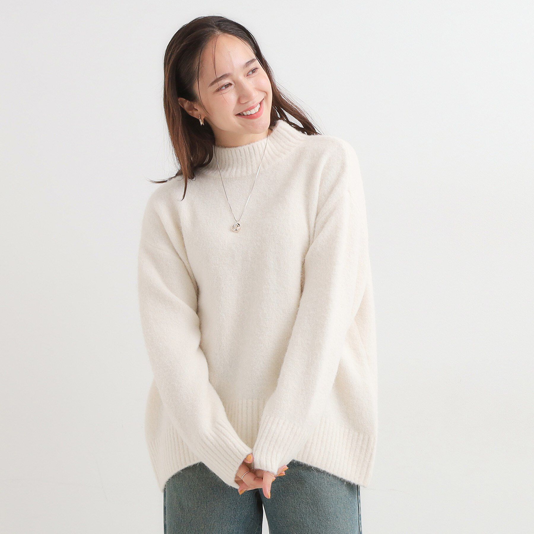 SHOO･LA･RUE「【洗濯機可/S-LL】インせず着られる ふわふわハイネックニット」|ニット・セーター|