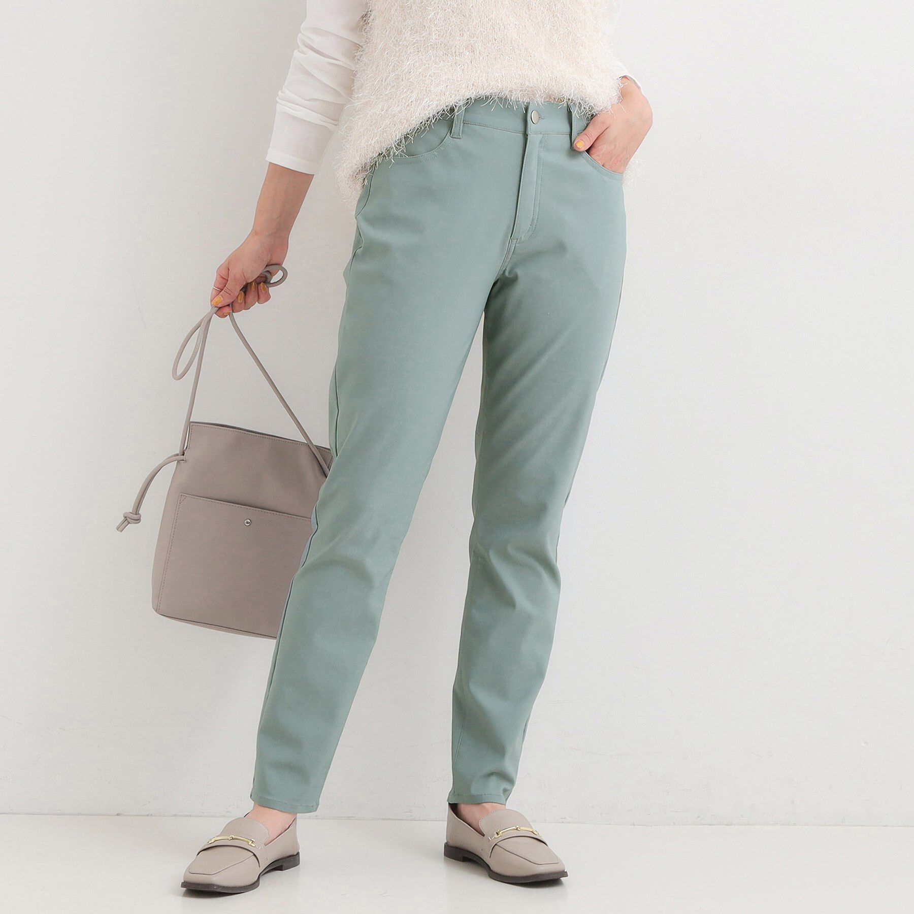 SHOO･LA･RUE「【洗濯機可/S-LL】フィット感が心地よい ハイパースキニー裏起毛」|その他|ブルー(092)