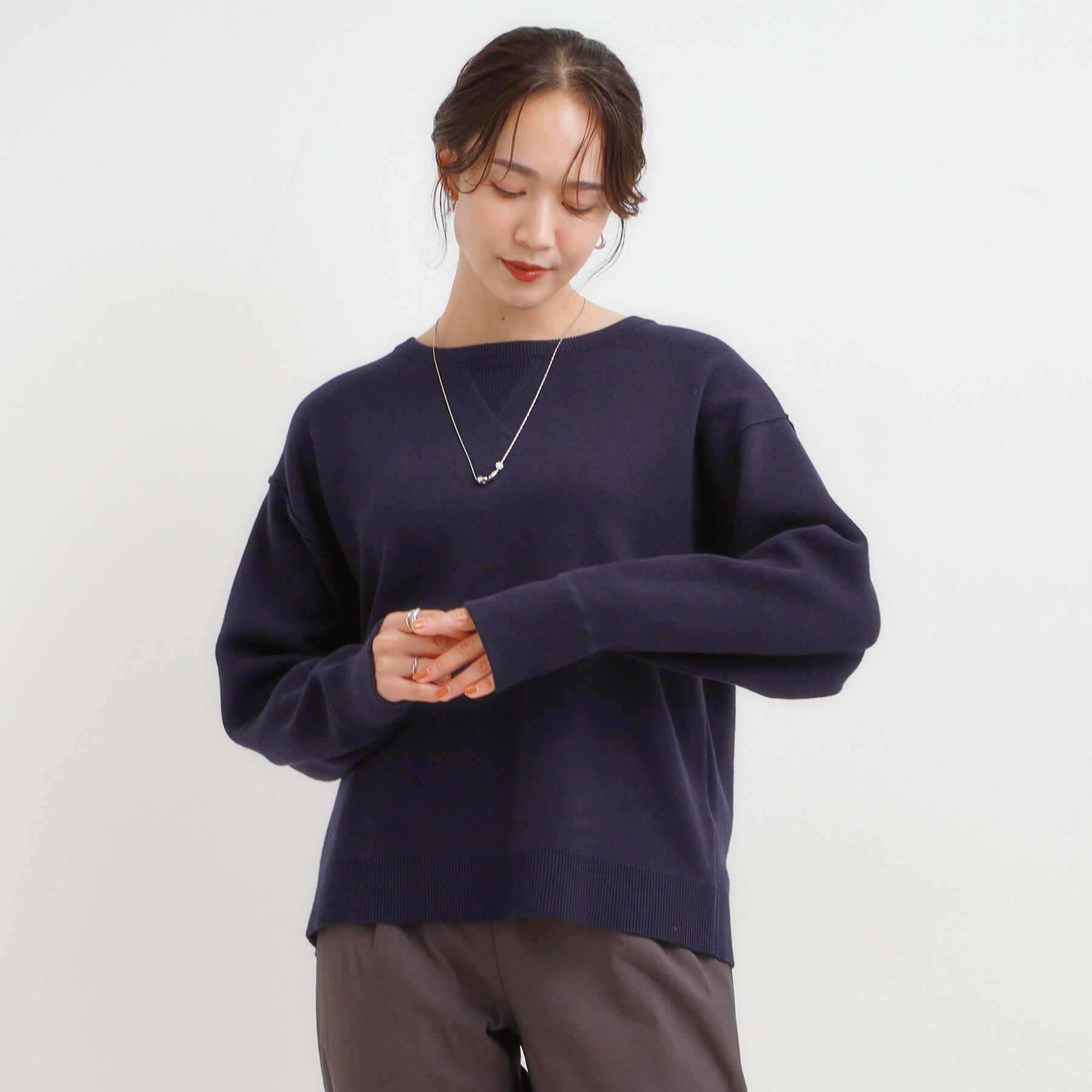 SHOO･LA･RUE「【洗濯機可/ちくちくしにくい】大人カジュアルを叶える スウェットライクニット」|ニット・セーター|