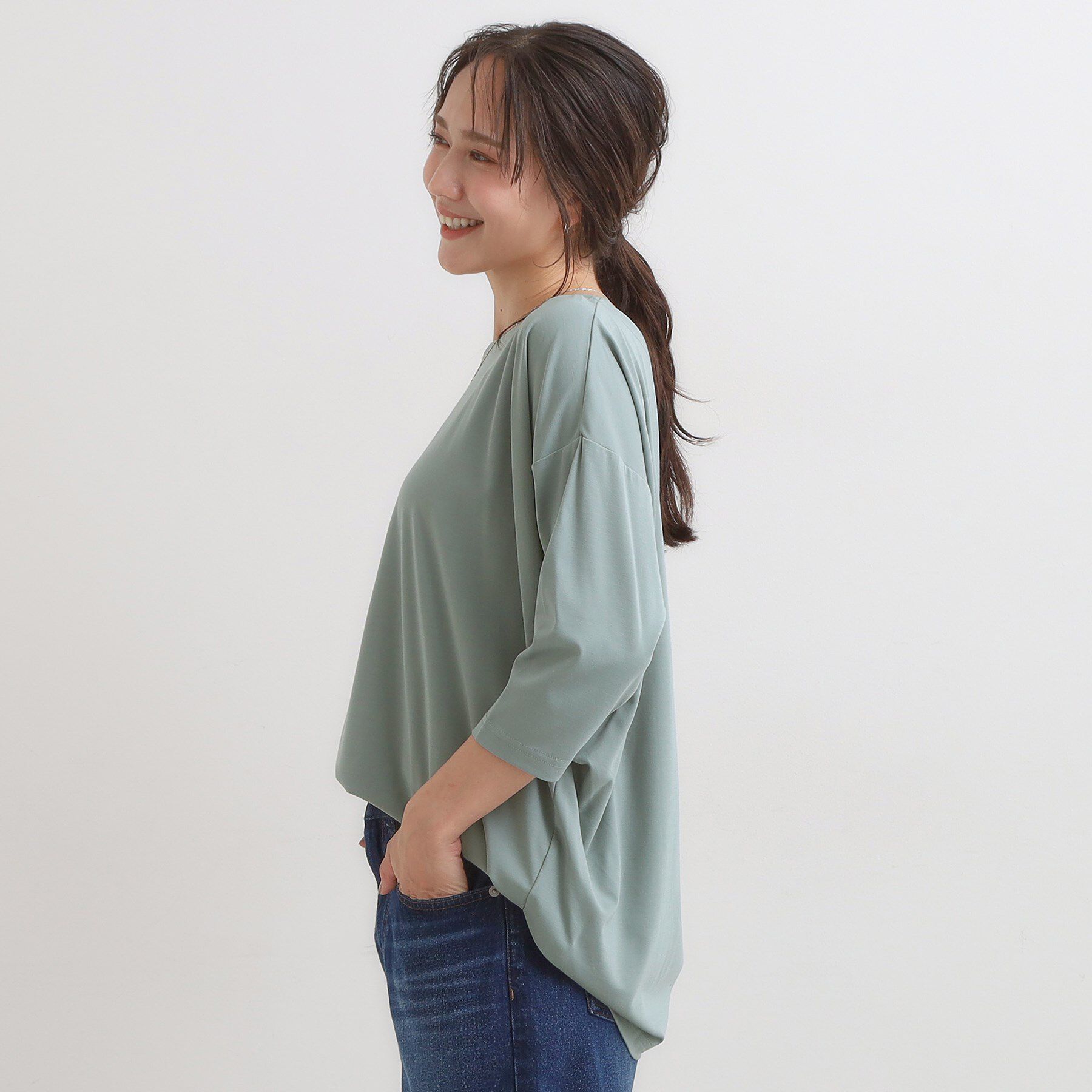 SHOO･LA･RUE「【7分袖】裾タックデザインカットソー」|Tシャツ・カットソー|