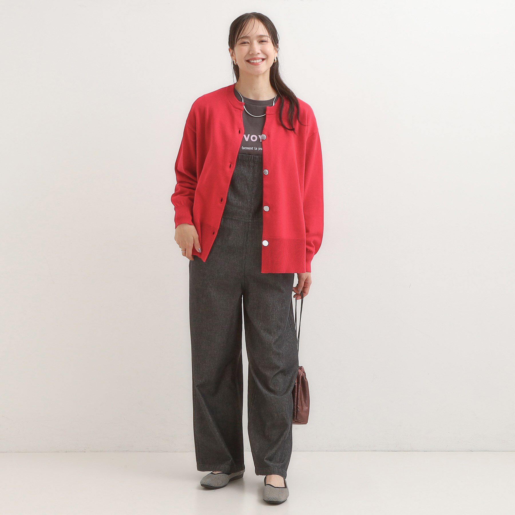 SHOO･LA･RUE「【洗濯機可/S-LL】 すっきり見え キーネックカーディガン【CIRCRIC】」|カーディガン|