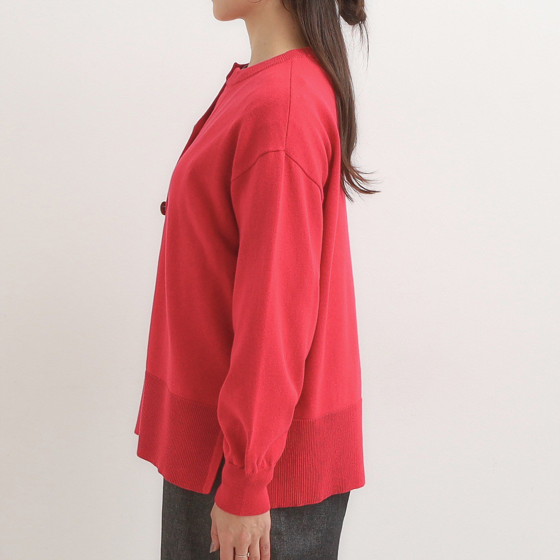 SHOO･LA･RUE「【洗濯機可/S-LL】 すっきり見え キーネックカーディガン【CIRCRIC】」|カーディガン|