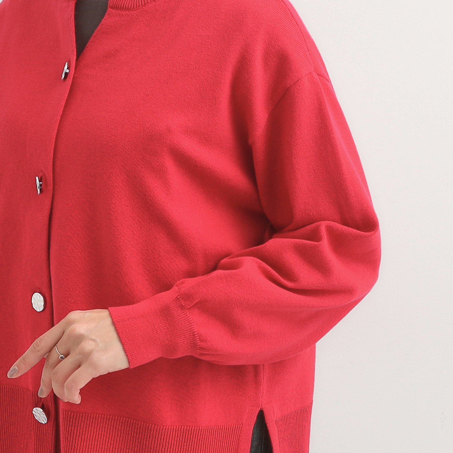 SHOO･LA･RUE「【洗濯機可/S-LL】 すっきり見え キーネックカーディガン【CIRCRIC】」|カーディガン|