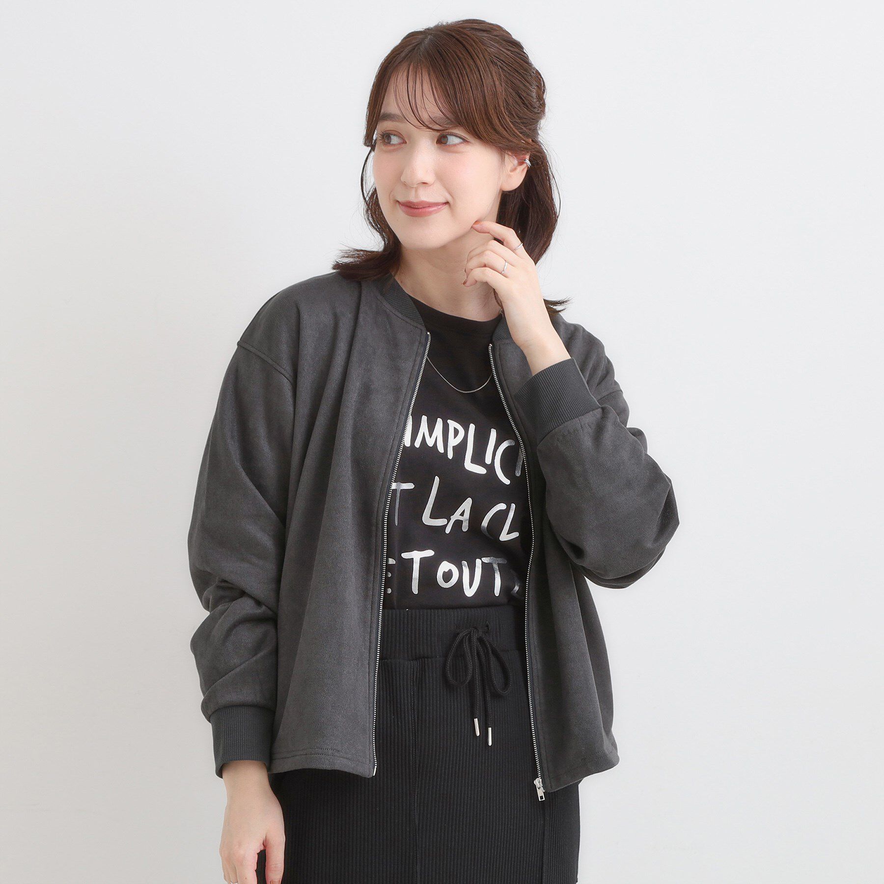 SHOO･LA･RUE「【S-LL】柔らかくて軽い さっと羽織れるフェイクスエードブルゾン【CIRCRIC】」|カーディガン|