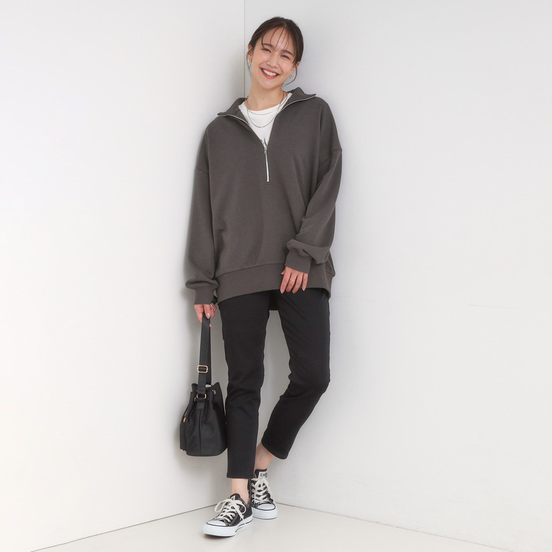 SHOO･LA･RUE「8色の選べる楽しさ ハーフジップ オーバーサイズスウェット」|パーカー|