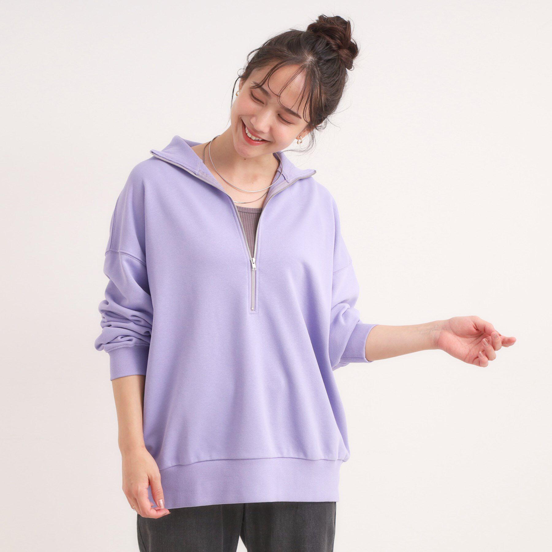 SHOO･LA･RUE「8色の選べる楽しさ ハーフジップ オーバーサイズスウェット」|パーカー|