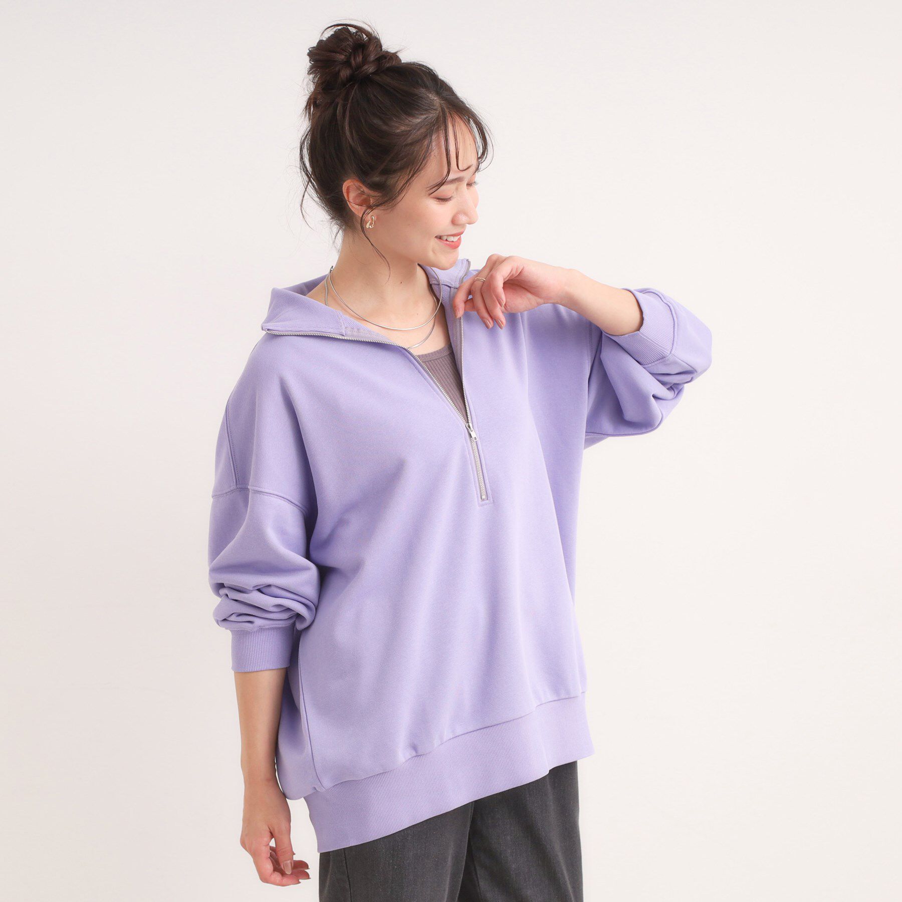 SHOO･LA･RUE「8色の選べる楽しさ ハーフジップ オーバーサイズスウェット」|パーカー|