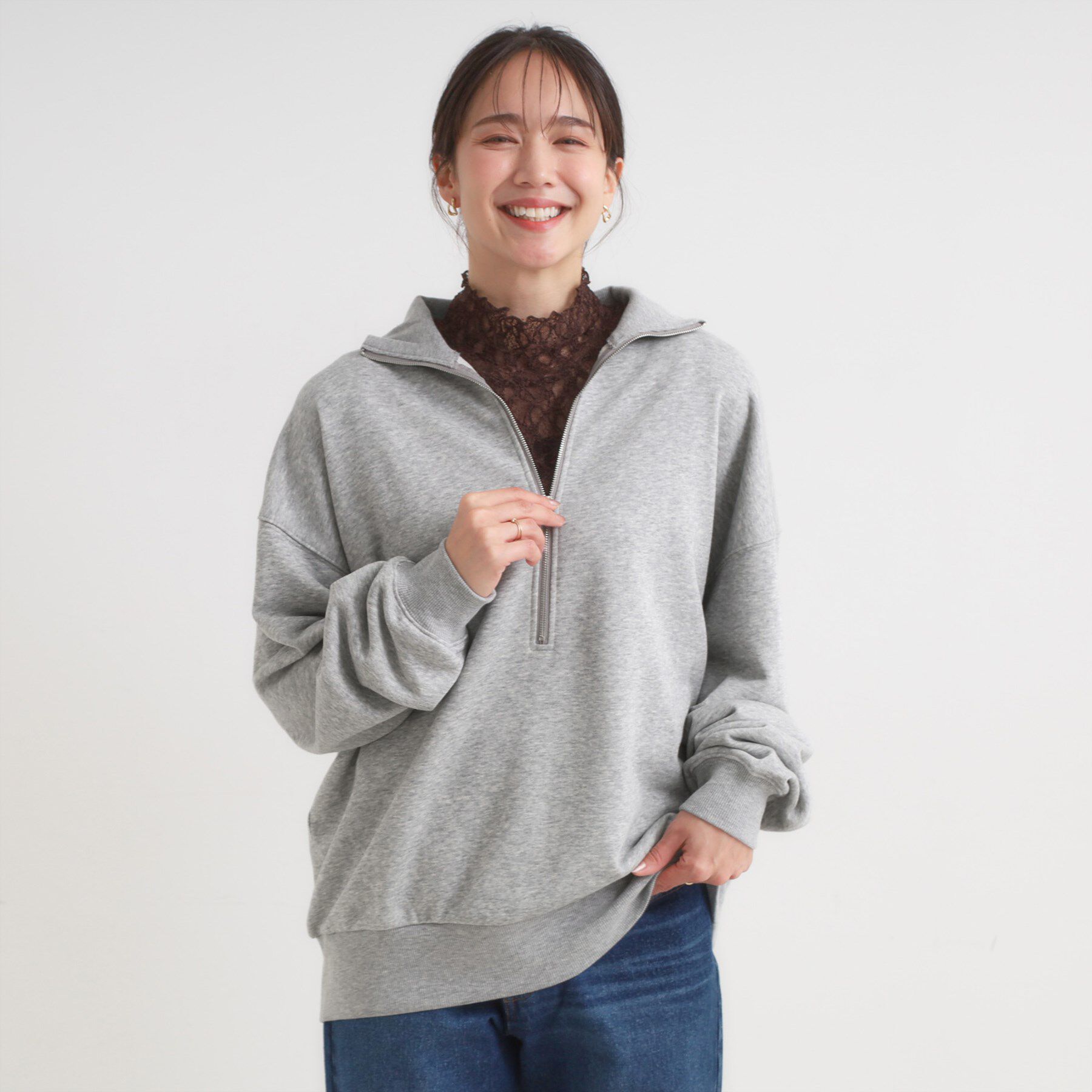 SHOO･LA･RUE「8色の選べる楽しさ ハーフジップ オーバーサイズスウェット」|パーカー|