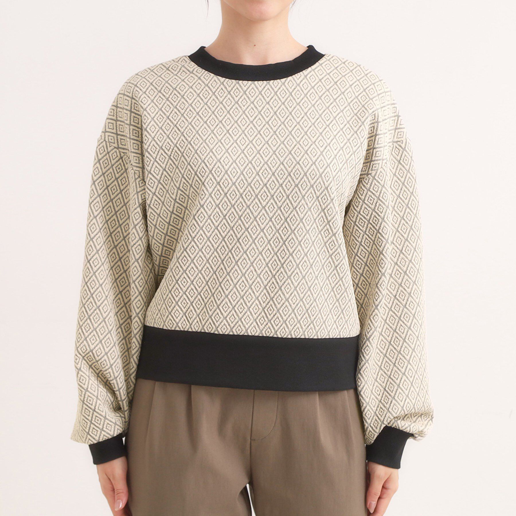 SHOO･LA･RUE「【前後2WAY】柄と配色で差がつく ふくれジャカードカーディガン」|カーディガン|