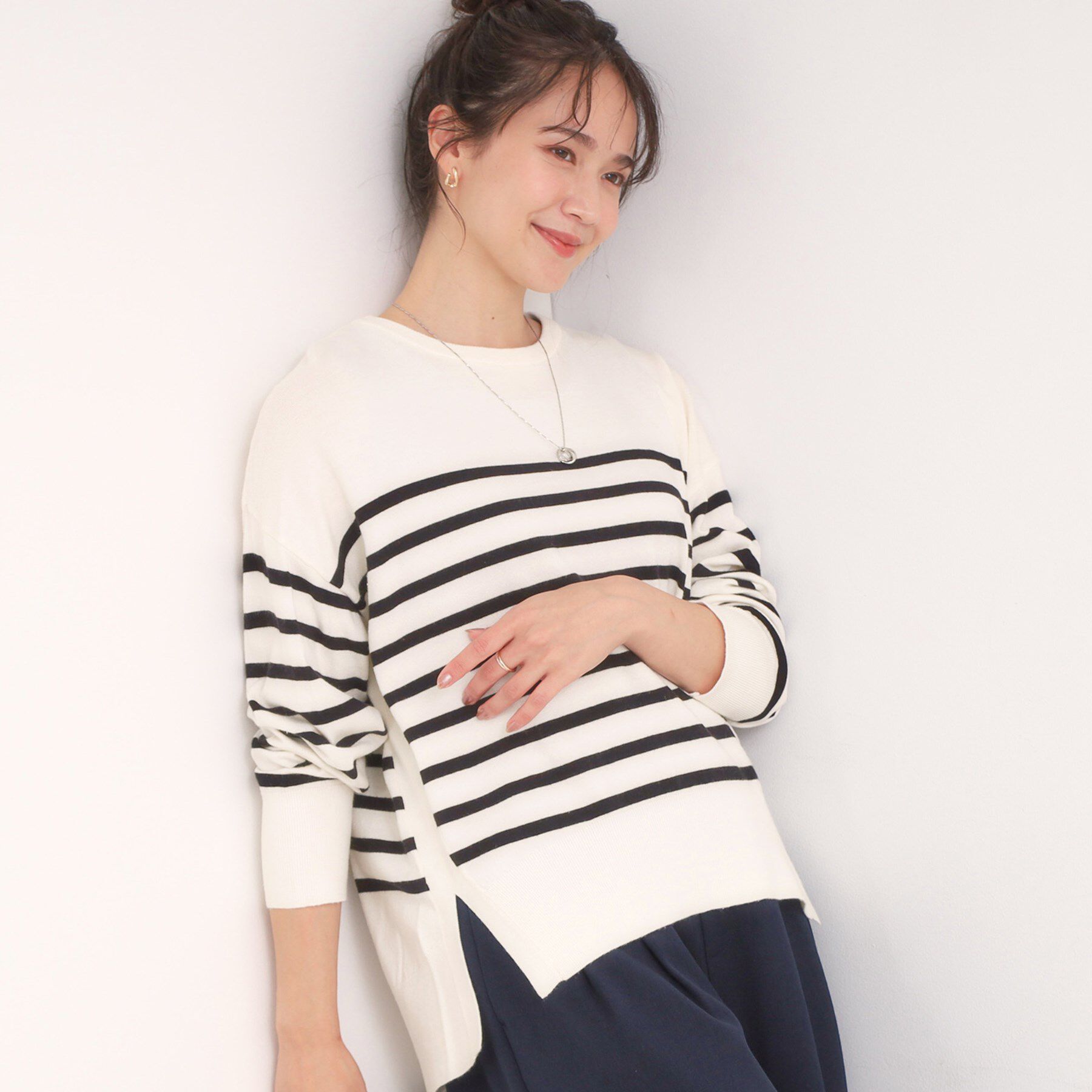 SHOO･LA･RUE「【洗える/S-LL】きれいめにもカジュアルにも もちもちコクーンニット」|ニット・セーター|オフホワイト(303