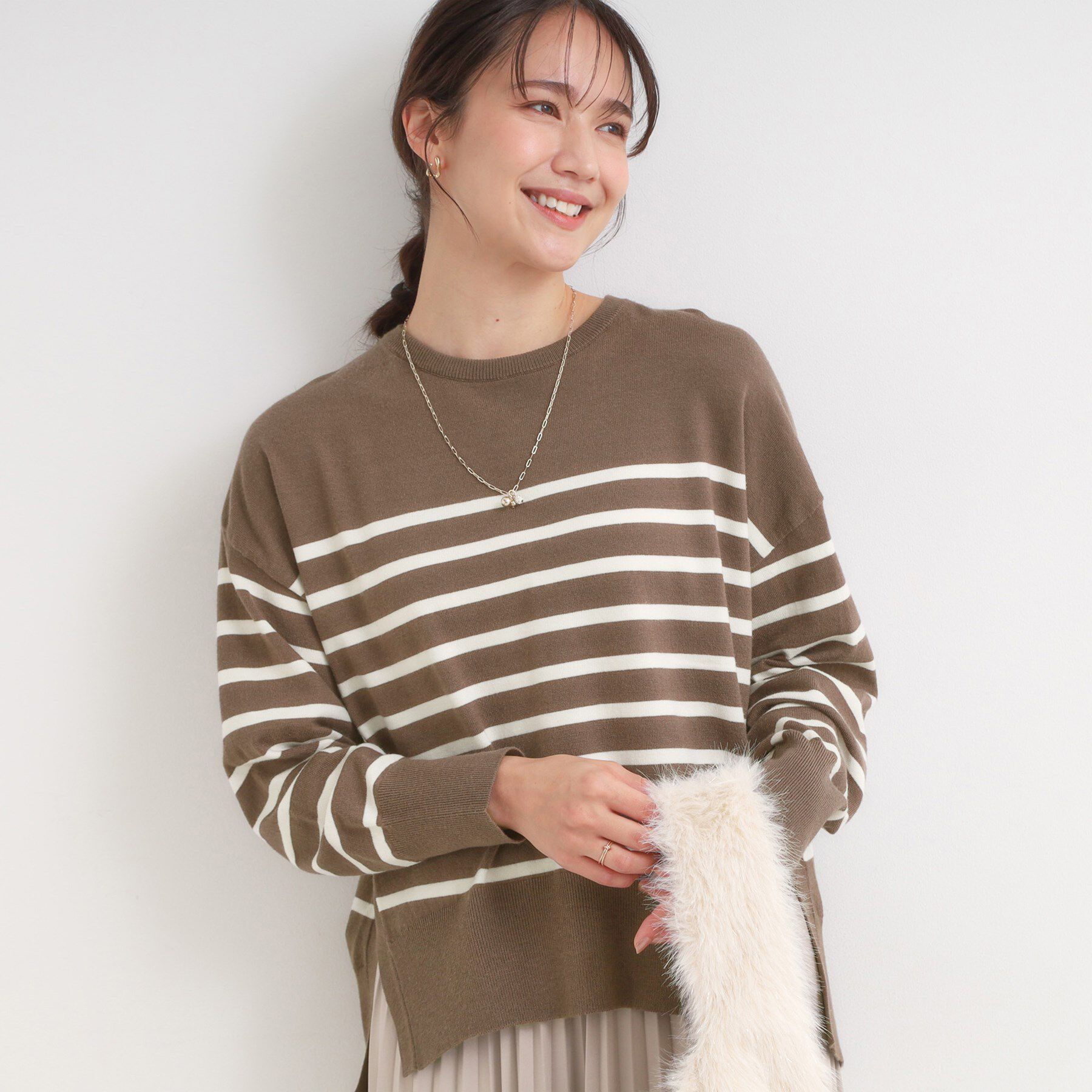 SHOO･LA･RUE「【洗える/S-LL】きれいめにもカジュアルにも もちもちコクーンニット」|ニット・セーター|モカブラウン(342