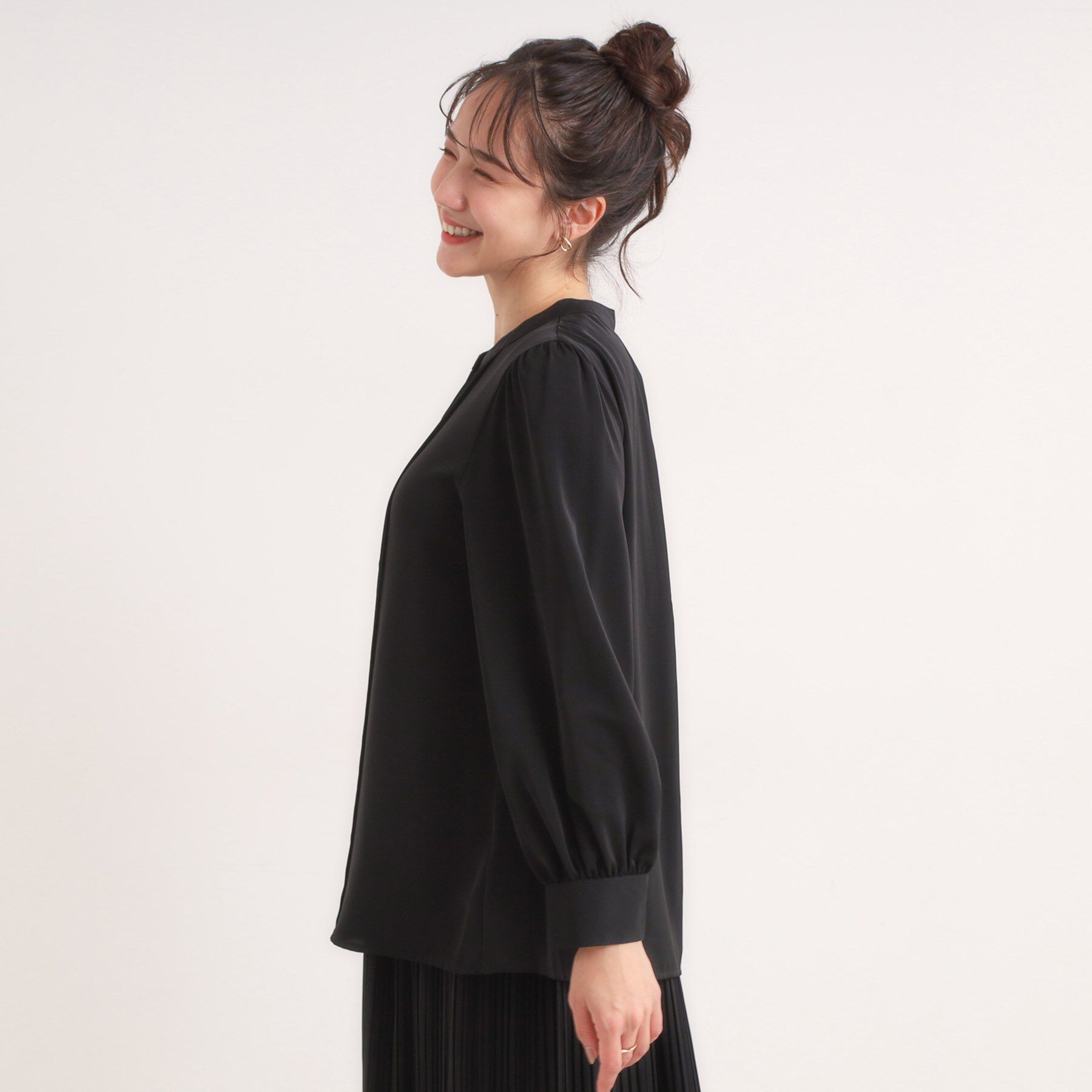 SHOO･LA･RUE「【セットアップ可】ピンタックバンドカラーブラウス」|シャツ・ブラウス|