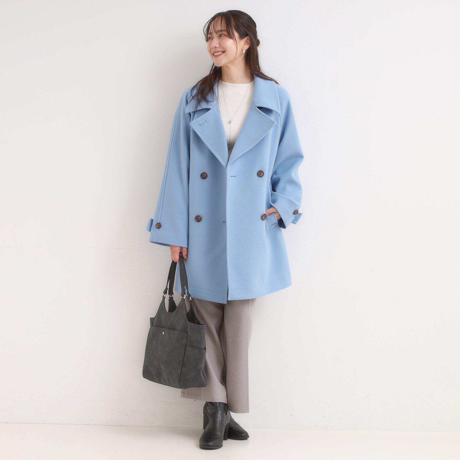 SHOO･LA･RUE「【2WAY】こなれきれい ウール調コクーンコート」|チェスターコート|