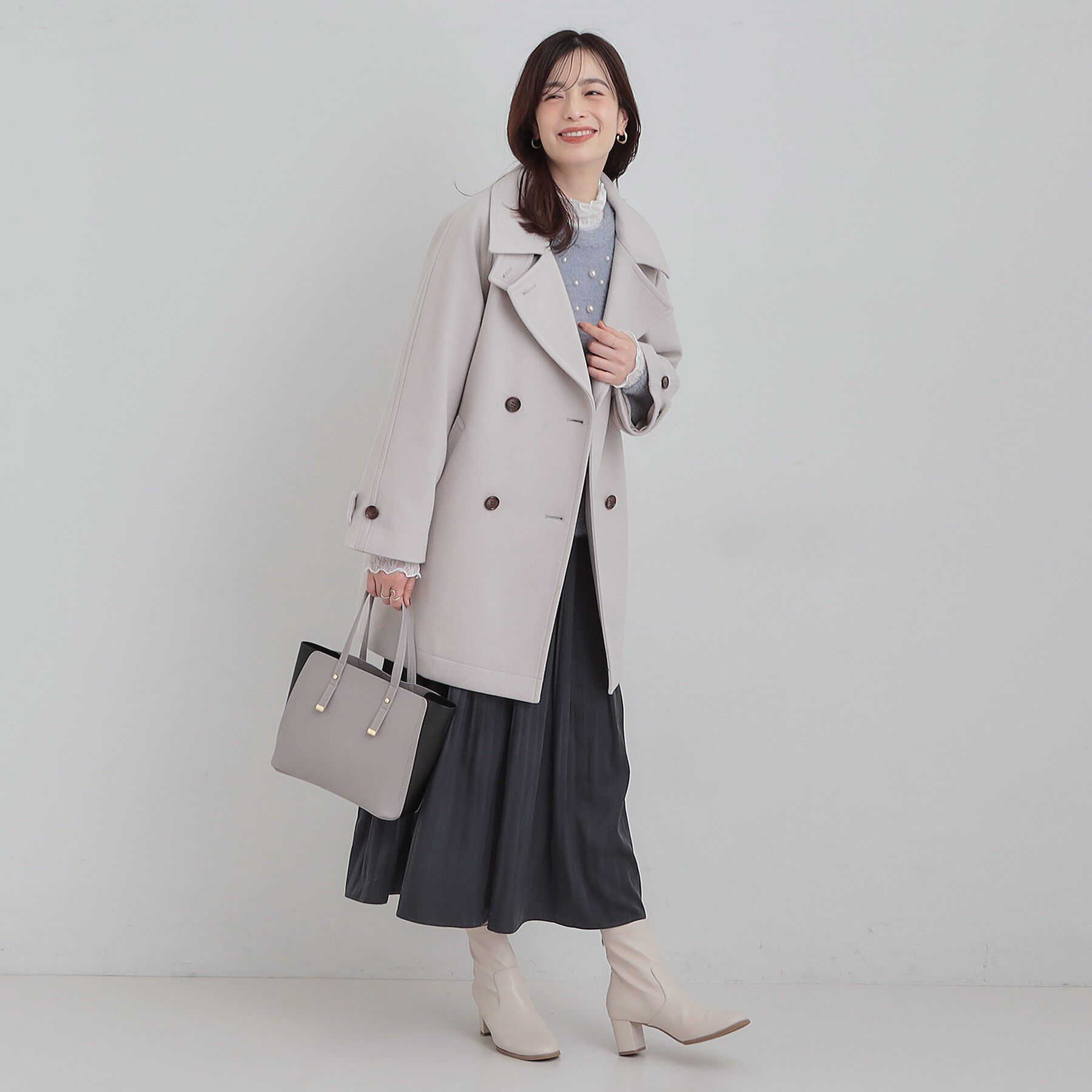 SHOO･LA･RUE「【2WAY】こなれきれい ウール調コクーンコート」|チェスターコート|