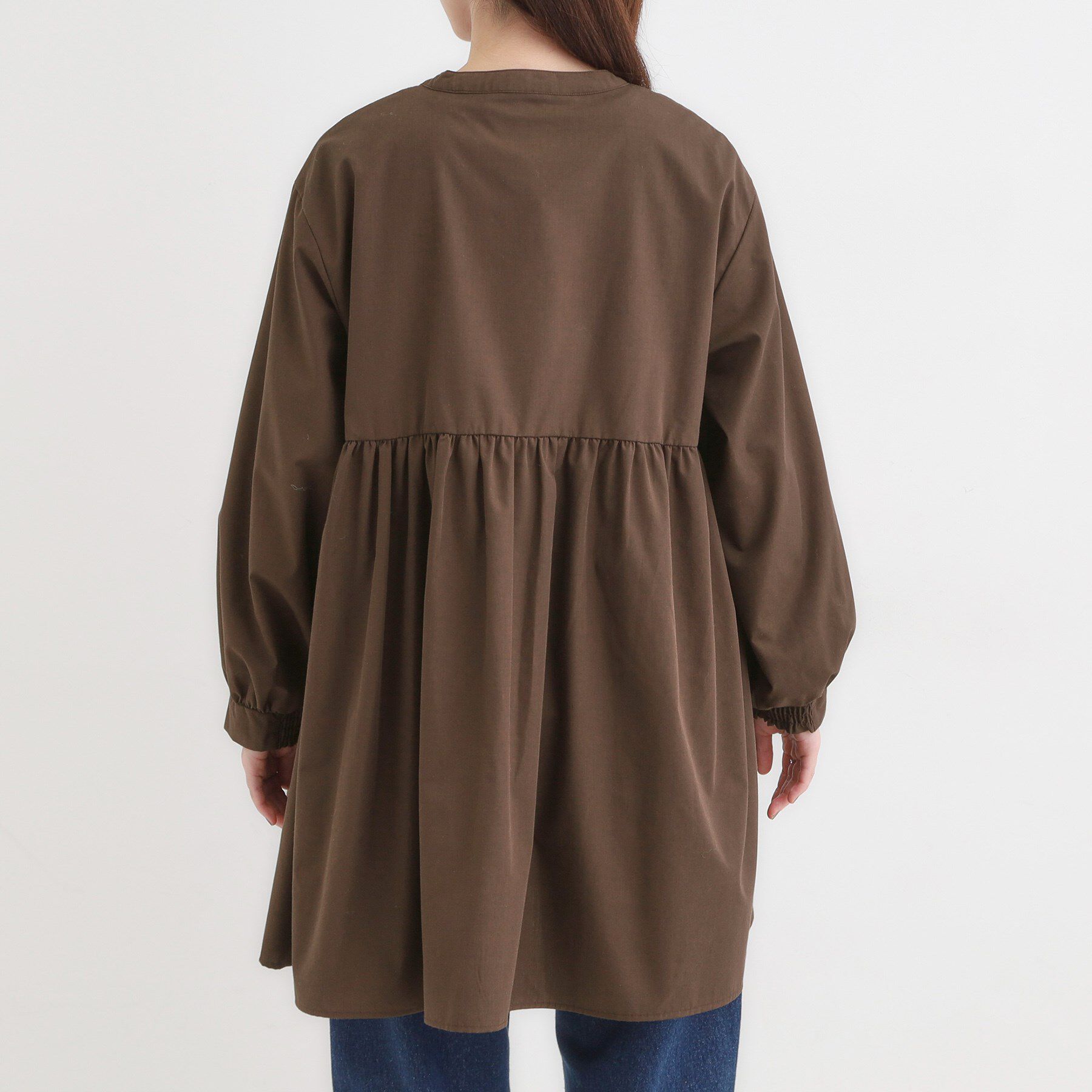 SHOO･LA･RUE「【S-LL】自然に体型カバー 切り替えギャザーチュニックシャツ」|チュニック|