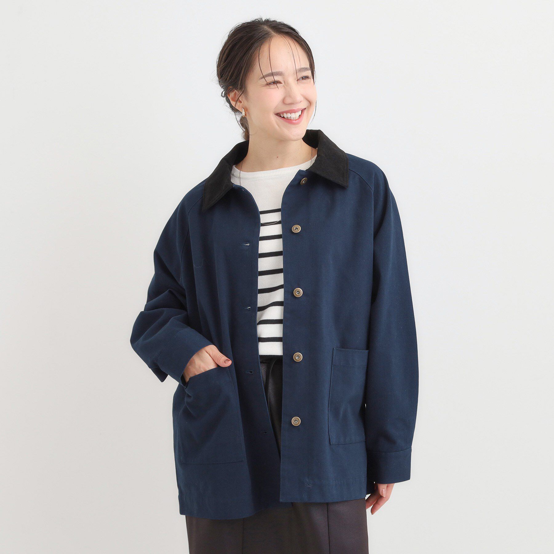 SHOO･LA･RUE「【S-LL】オーバーシルエットでこなれ感 襟コール カバーオール」|ステンカラーコート|