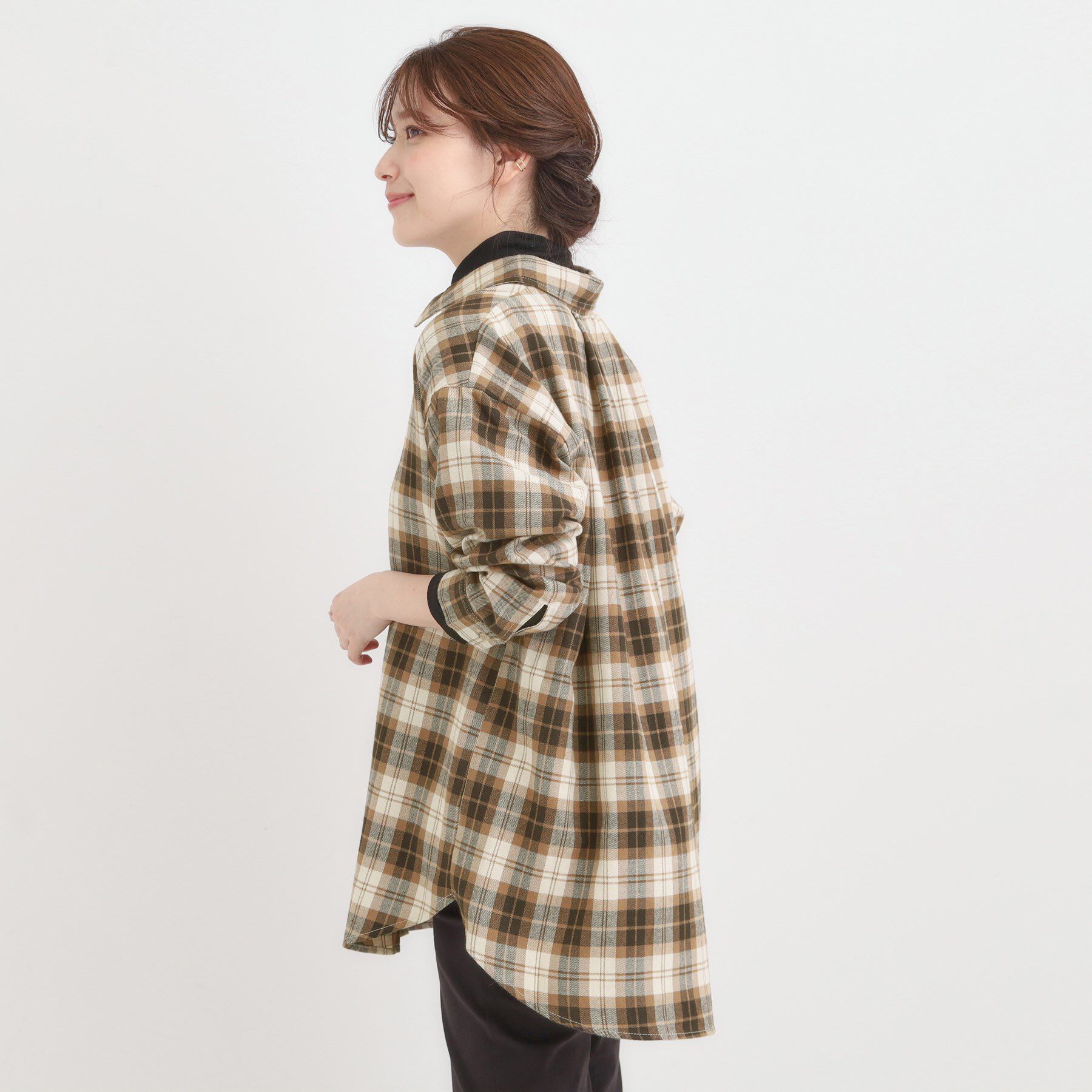 SHOO･LA･RUE「【S-LL】柔らかさが癖になる 起毛コットン オーバーサイズシャツ」|シャツ・ブラウス|