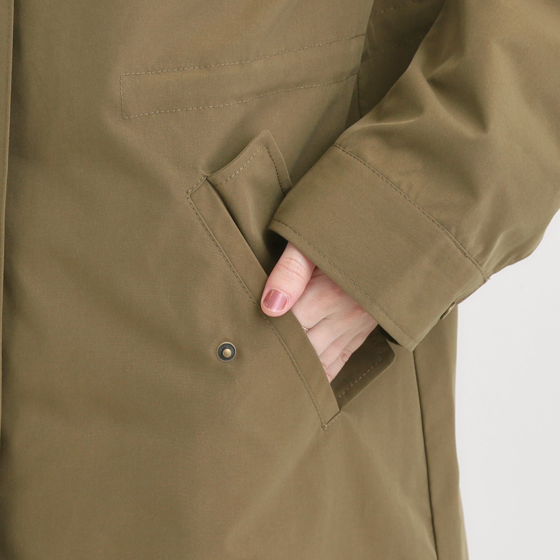 SHOO･LA･RUE「【S-LL/撥水】腰回りをカバーする ロングミリタリーアウター」|ミリタリージャケット|