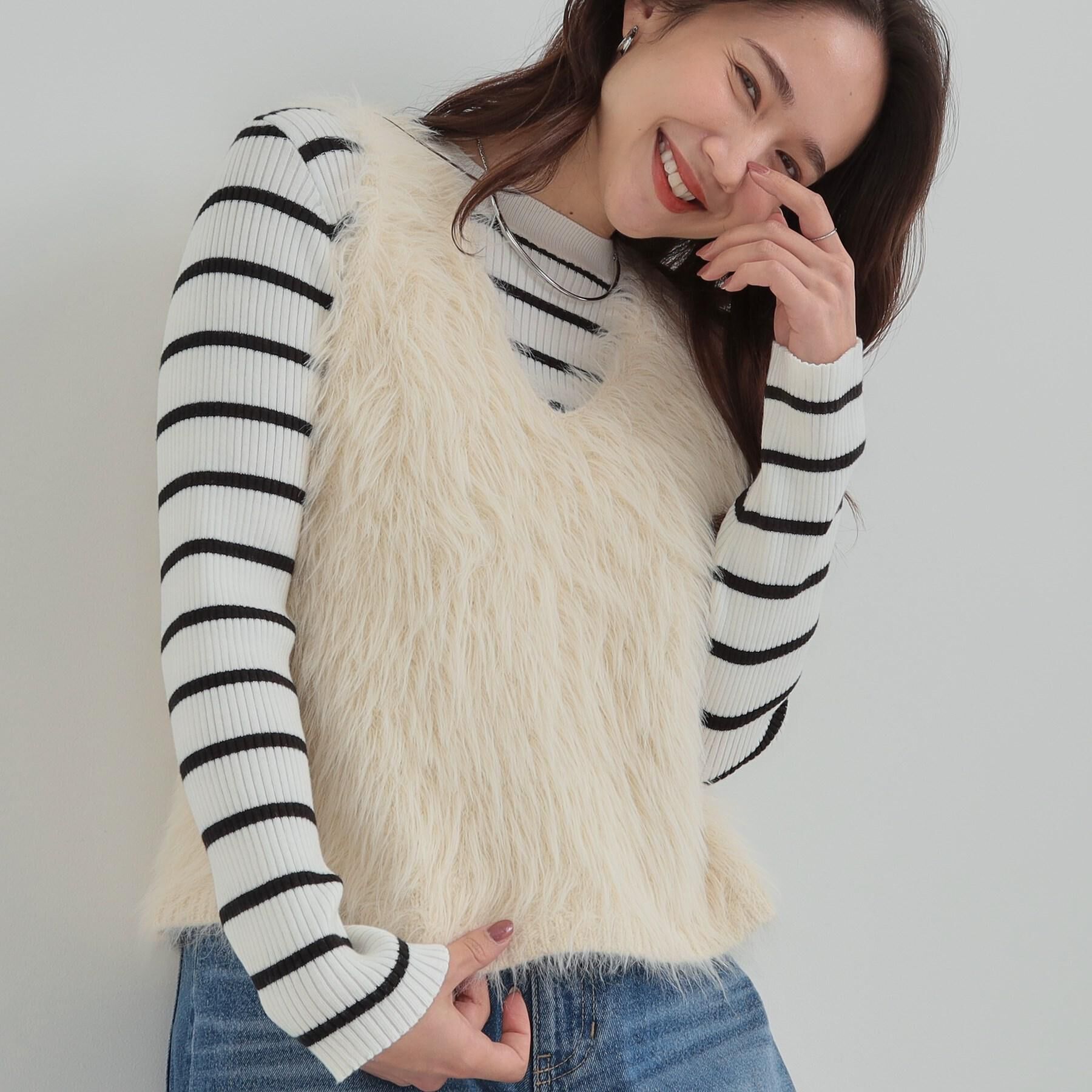 SHOO･LA･RUE「【S-LL/2点セット】着るだけでコーデが決まる フェザーニットベスト&times;リブニット」|その他|