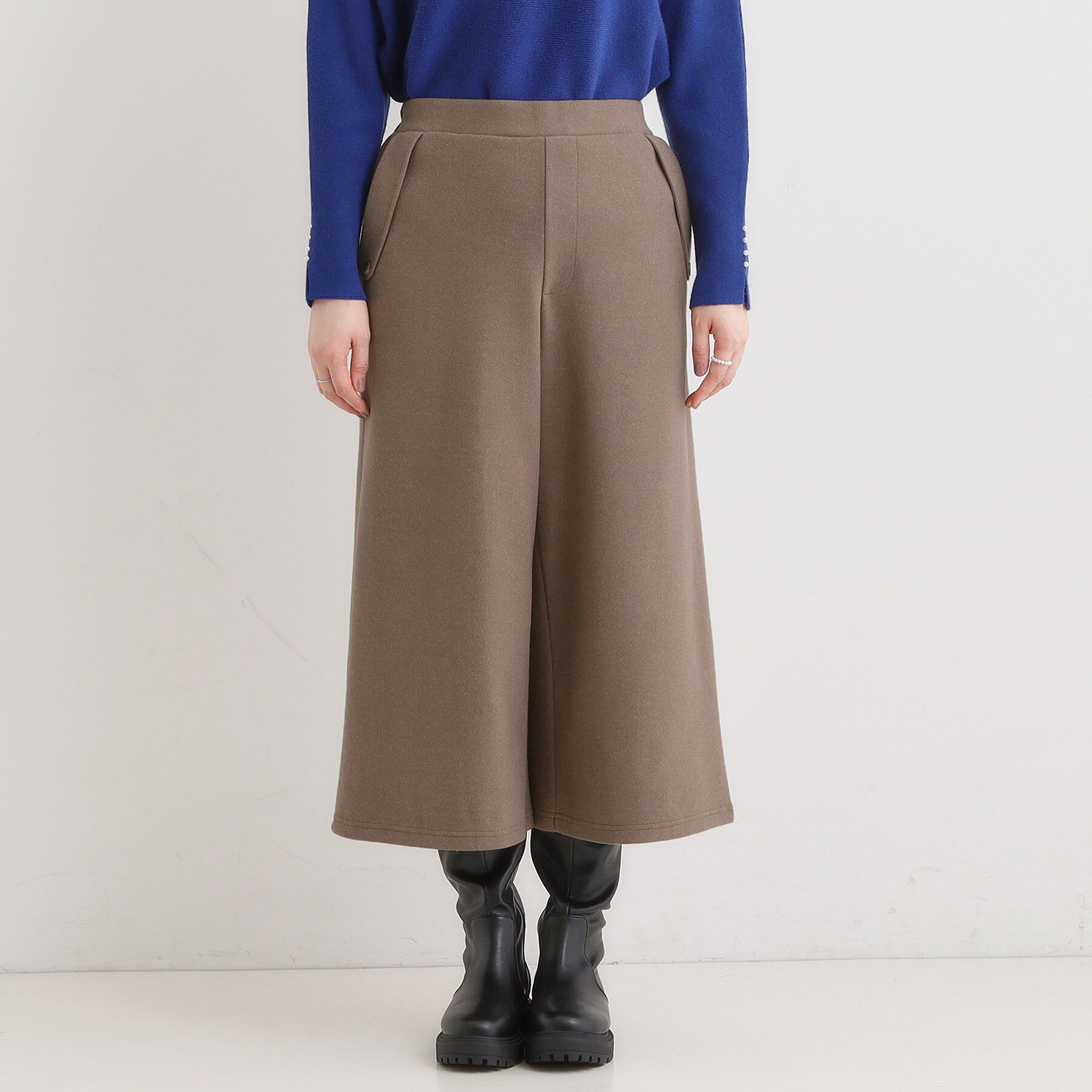 SHOO･LA･RUE「【洗濯機可/S-LL】美脚見え あったか圧縮ニット ガウチョパンツ」|その他|