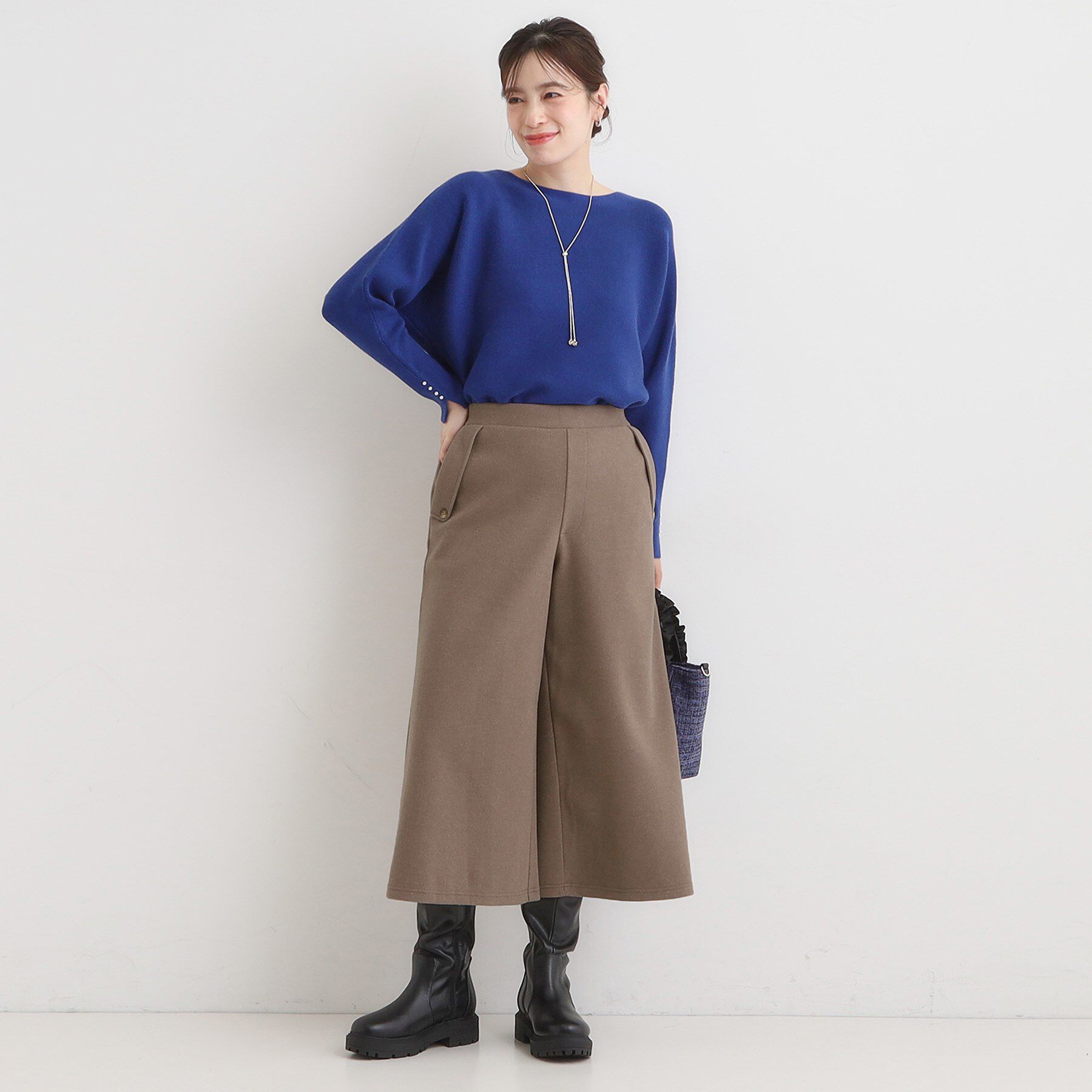 SHOO･LA･RUE「【洗濯機可/S-LL】美脚見え あったか圧縮ニット ガウチョパンツ」|その他|