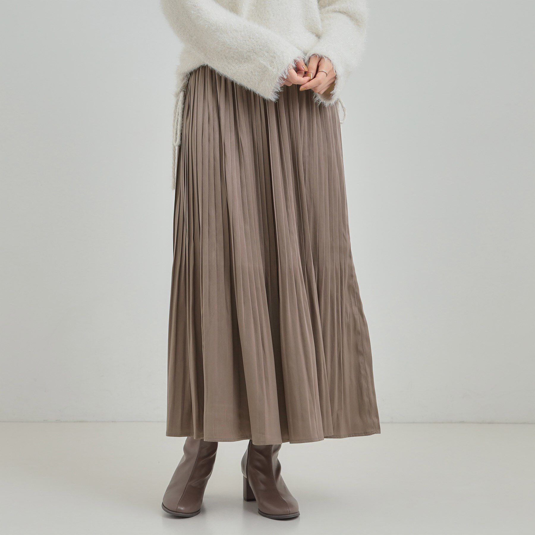 SHOO･LA･RUE「【着丈選べる/あったか】裏に秘密 プリーツスカート」|スカート|