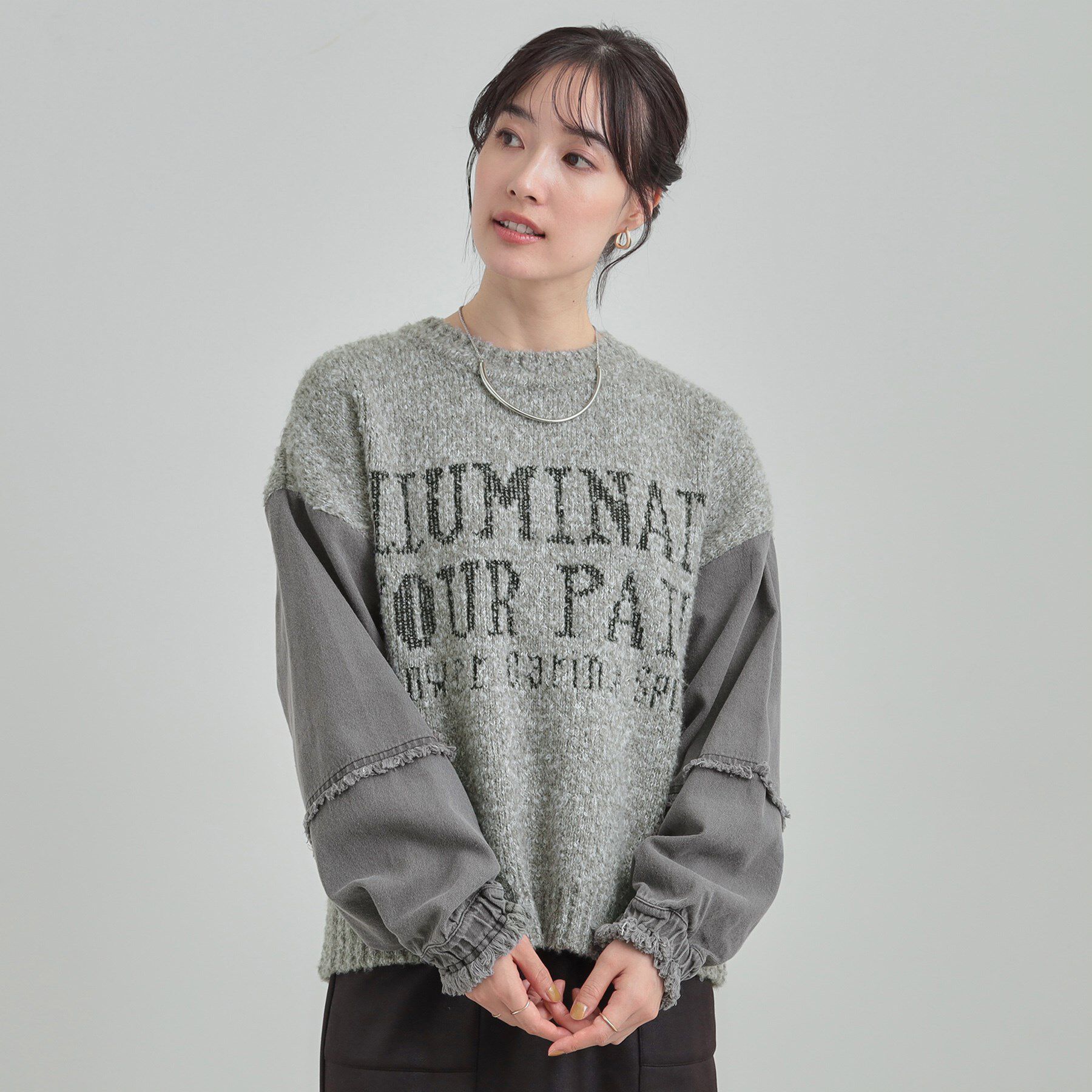 SHOO･LA･RUE「お袖デニム切替 ブークレロゴニット」|ニット・セーター|