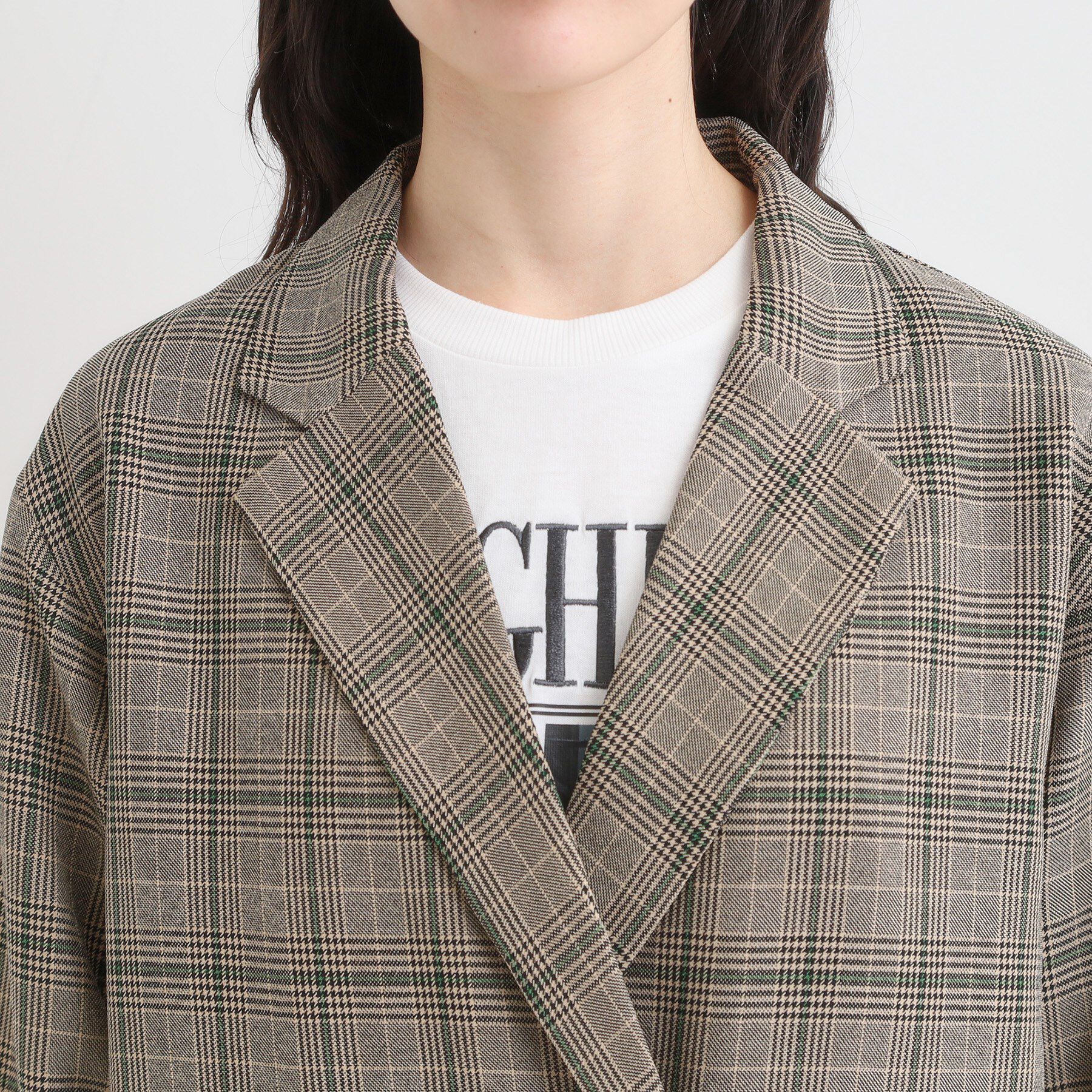 SHOO･LA･RUE「【セットアップ可】チェック柄 ダブルブレストテーラードゆるジャケット」|テーラードジャケット|