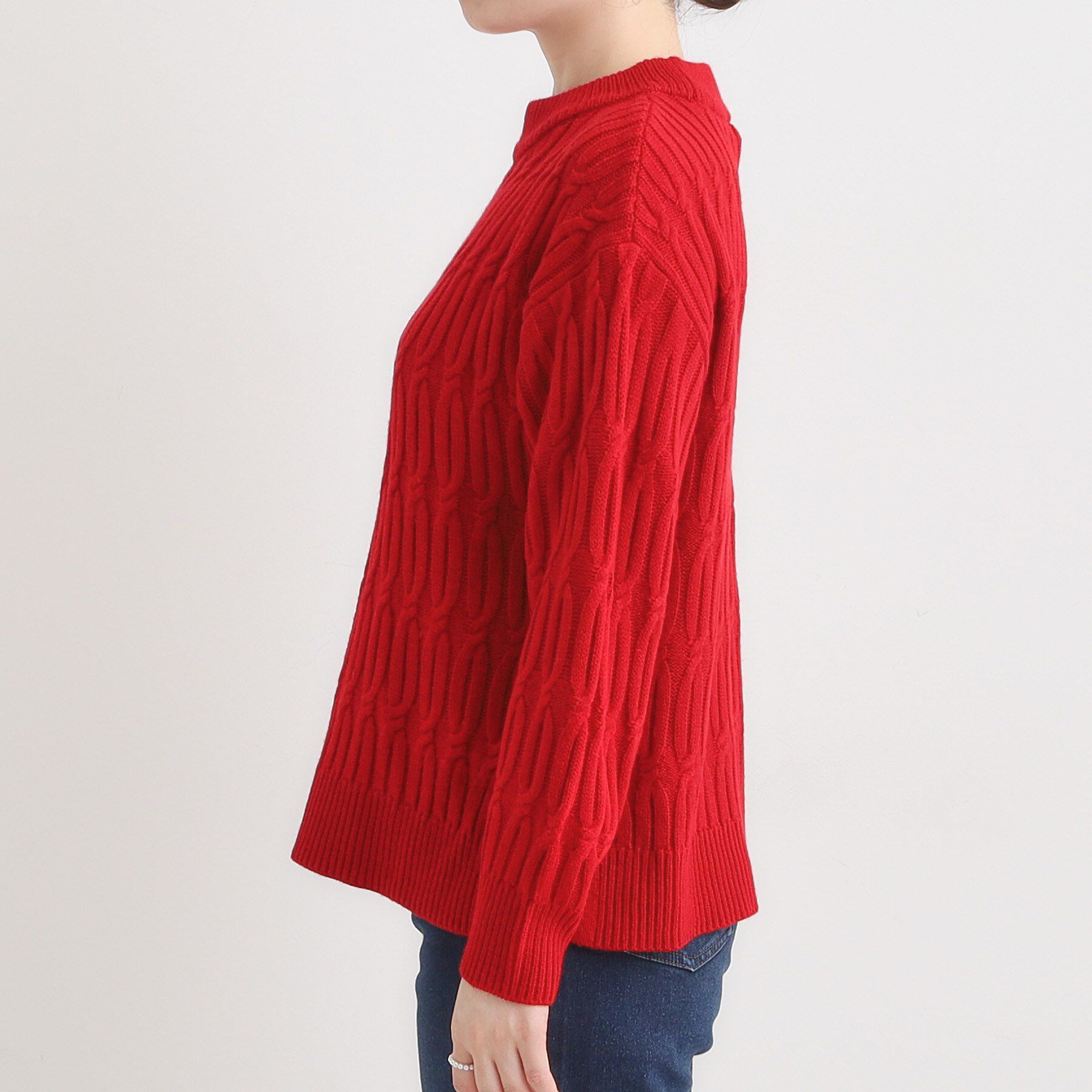 SHOO･LA･RUE「【洗濯機可／毛玉レス】シンプルケーブル柄ニット」|ニット・セーター|