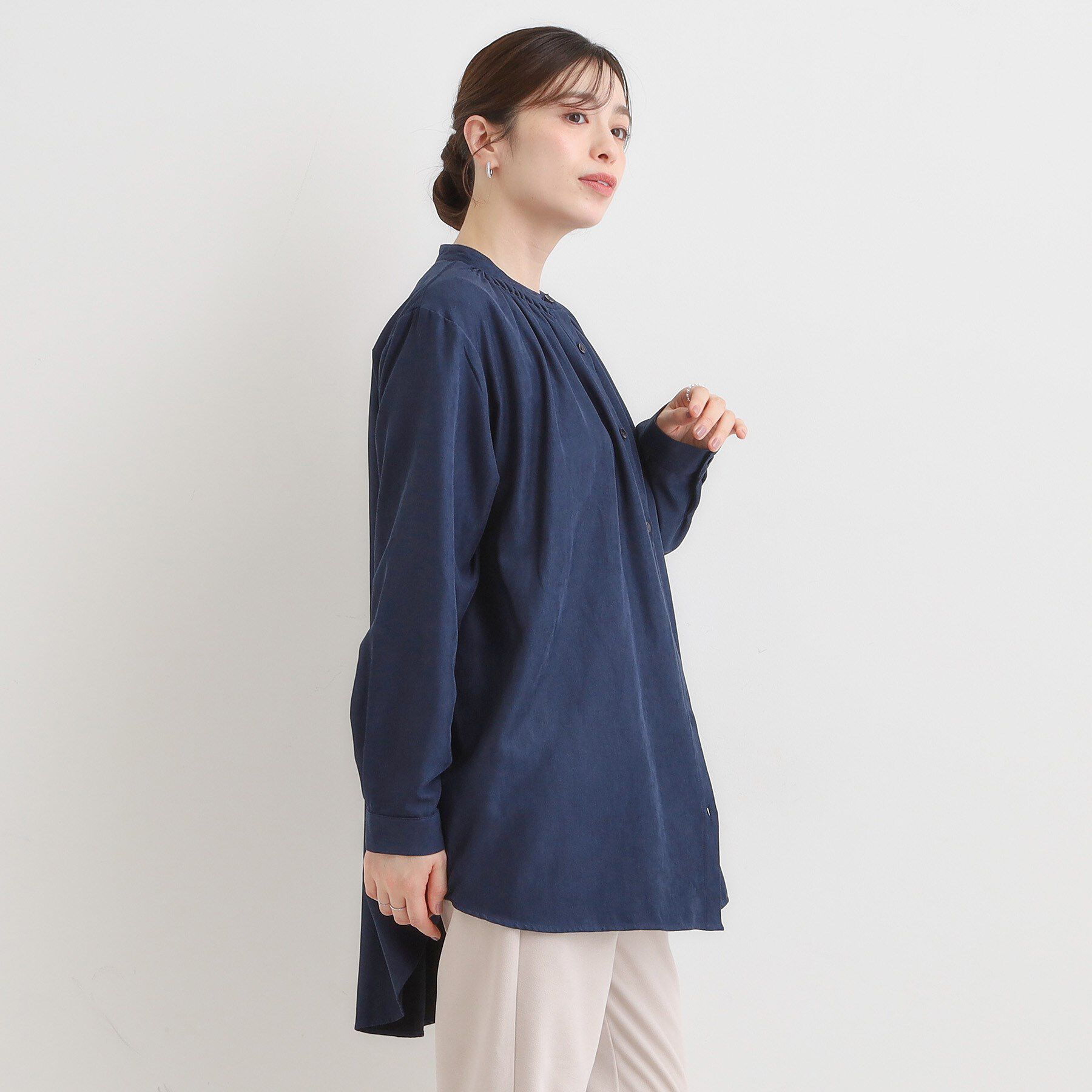 SHOO･LA･RUE「【洗濯機可/S-LL】滑らかなタッチが心地よい マイクロコールチュニック」|チュニック|