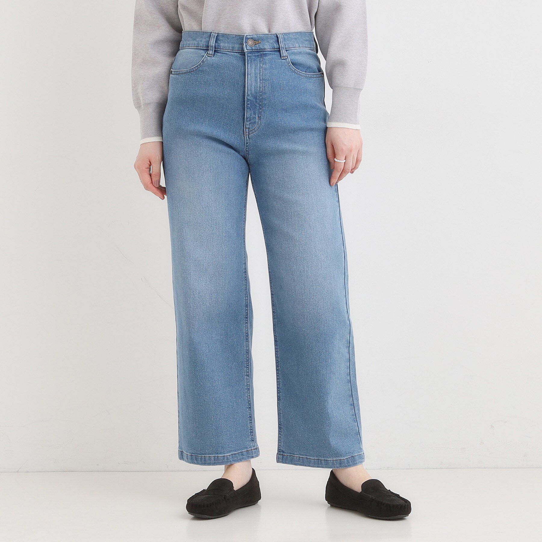 SHOO･LA･RUE「【あったか/SS-LL】裏微起毛 ストレートデニムパンツ」|デニム|