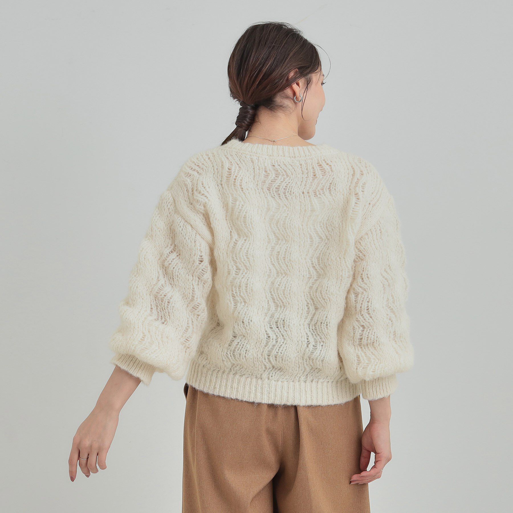 SHOO･LA･RUE「【S-LL】ふんわり大人の 透かし編みニットトップス」|ニット・セーター|