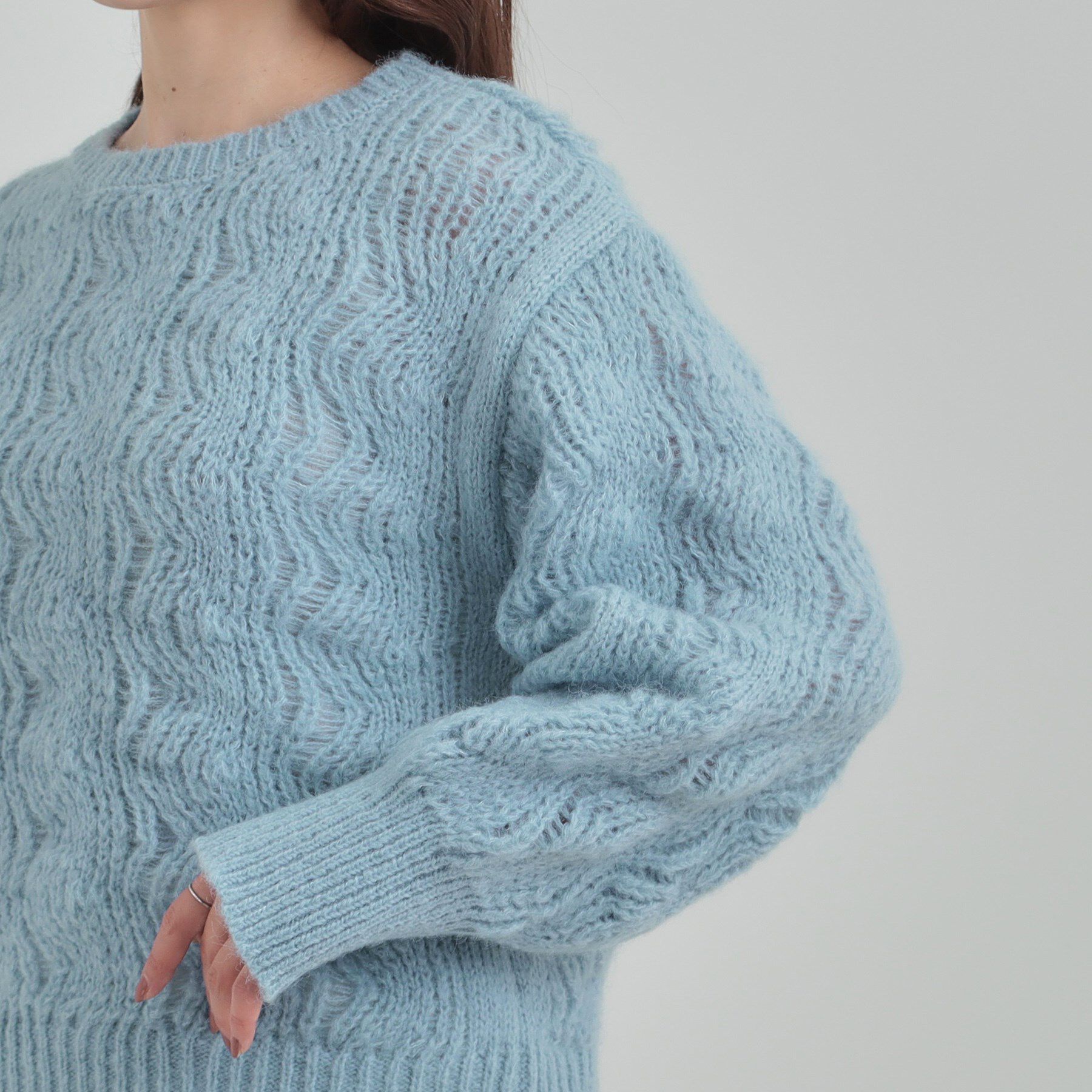 SHOO･LA･RUE「【S-LL】ふんわり大人の 透かし編みニットトップス」|ニット・セーター|