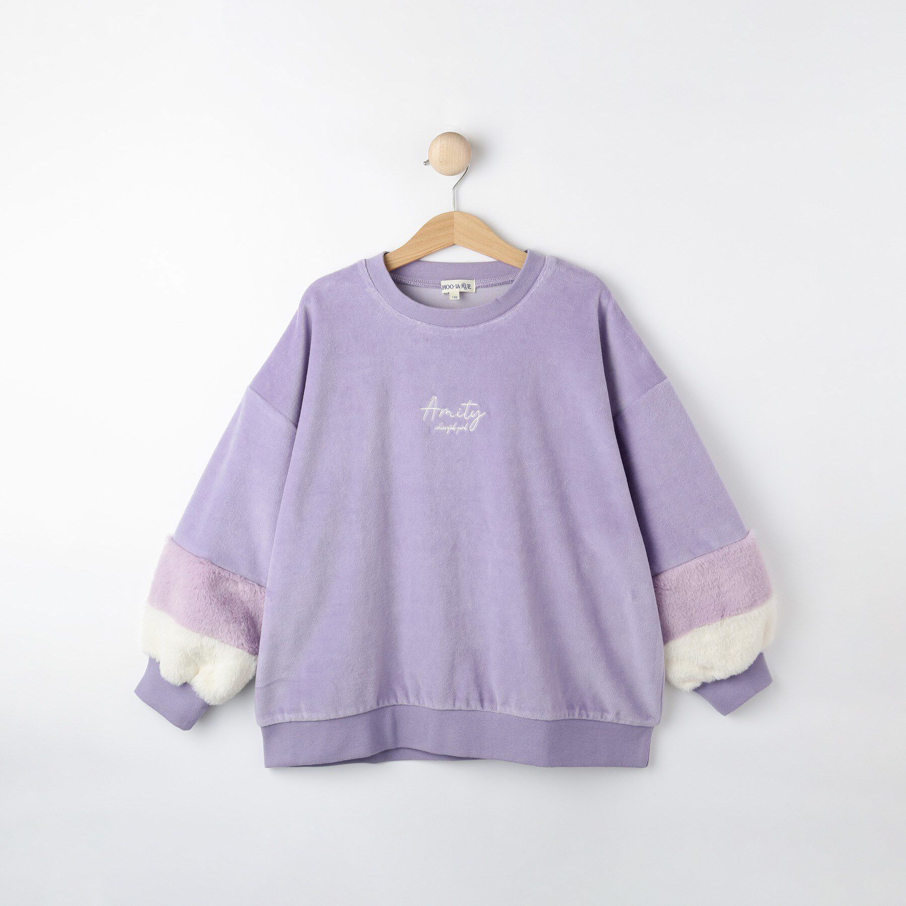 SHOO･LA･RUE「【130-150cm】袖フェイクファープルオーバー」|Tシャツ・カットソー|ラベンダー(080)