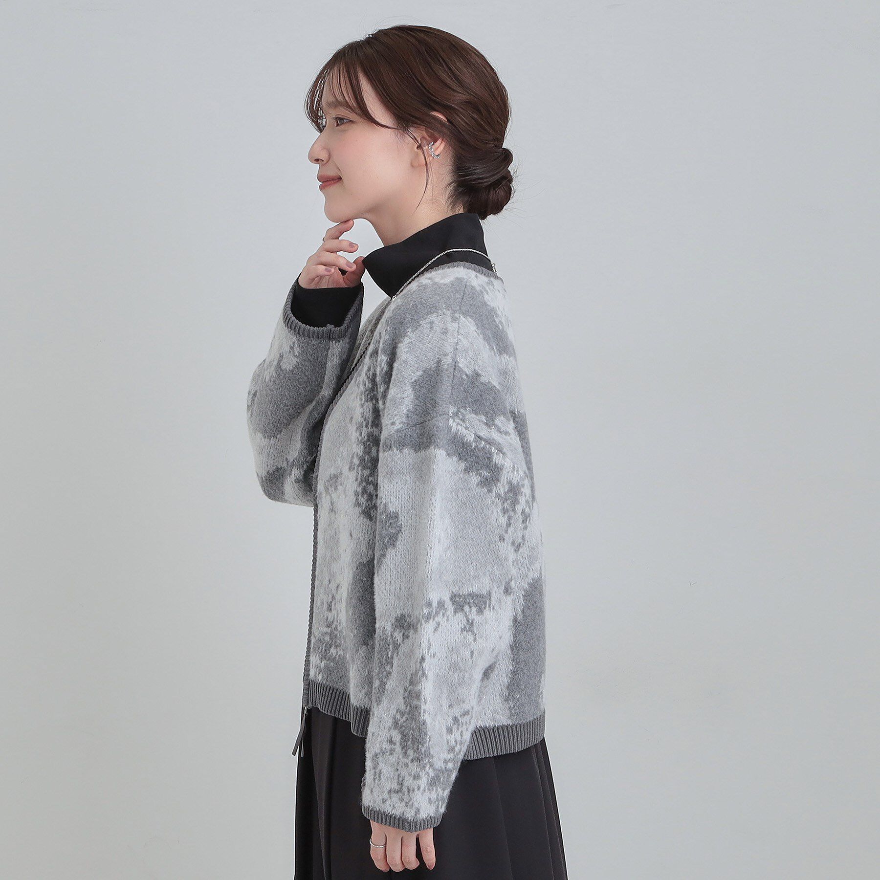 SHOO･LA･RUE「【洗濯機可】選べる3柄 VネックZIPカーディガン」|カーディガン|