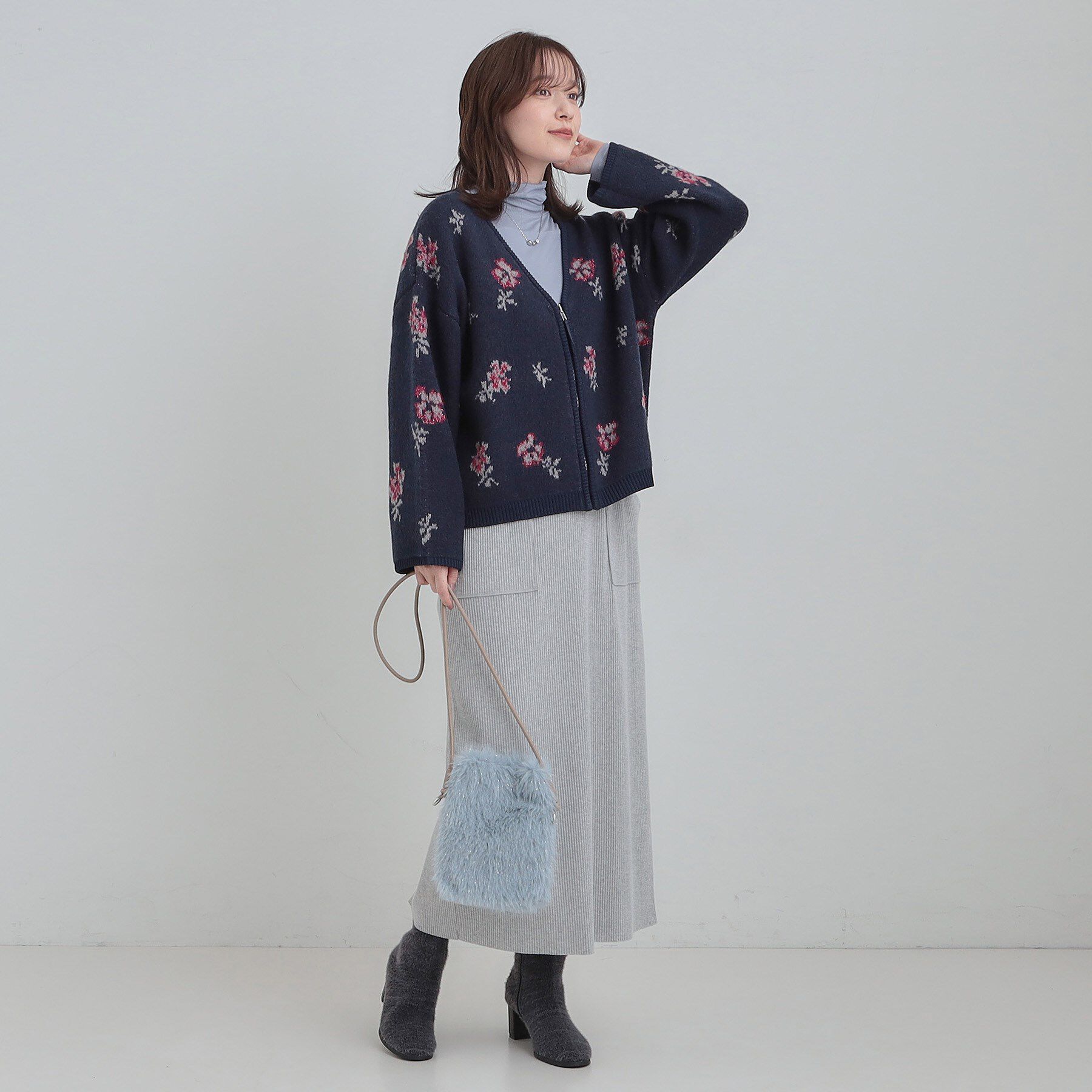 SHOO･LA･RUE「【洗濯機可】選べる3柄 VネックZIPカーディガン」|カーディガン|