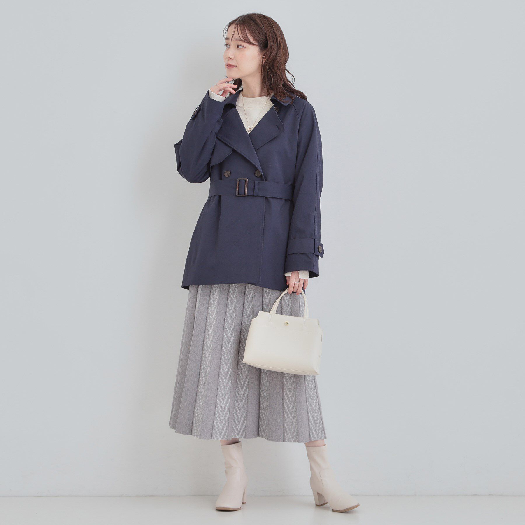 SHOO･LA･RUE「【S-LL/撥水】通勤やお出かけにも活躍 ミドルトレンチコート」|トレンチコート|