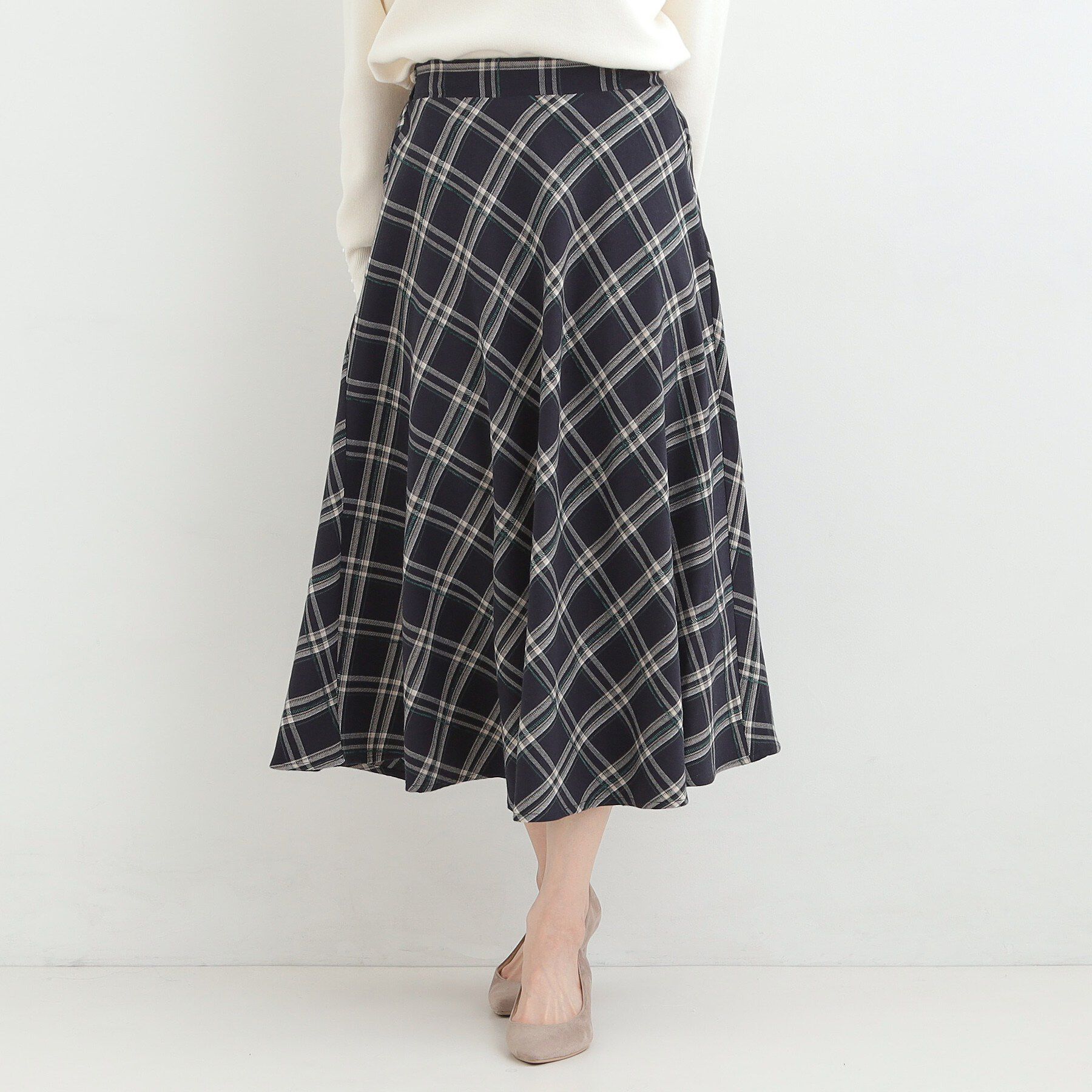 SHOO･LA･RUE「【S-LL】モールチェックフレアスカート」|スカート|