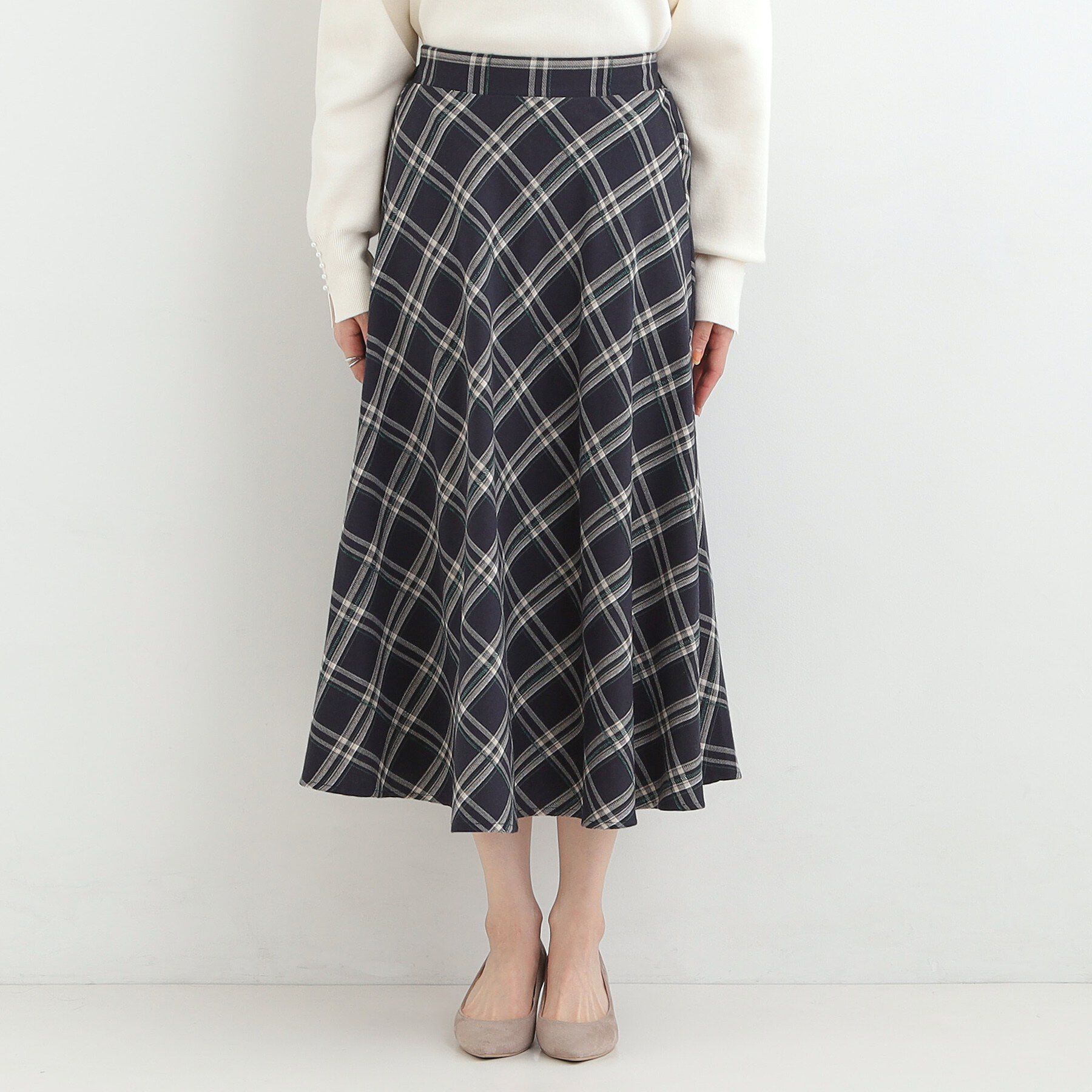 SHOO･LA･RUE「【S-LL】モールチェックフレアスカート」|スカート|