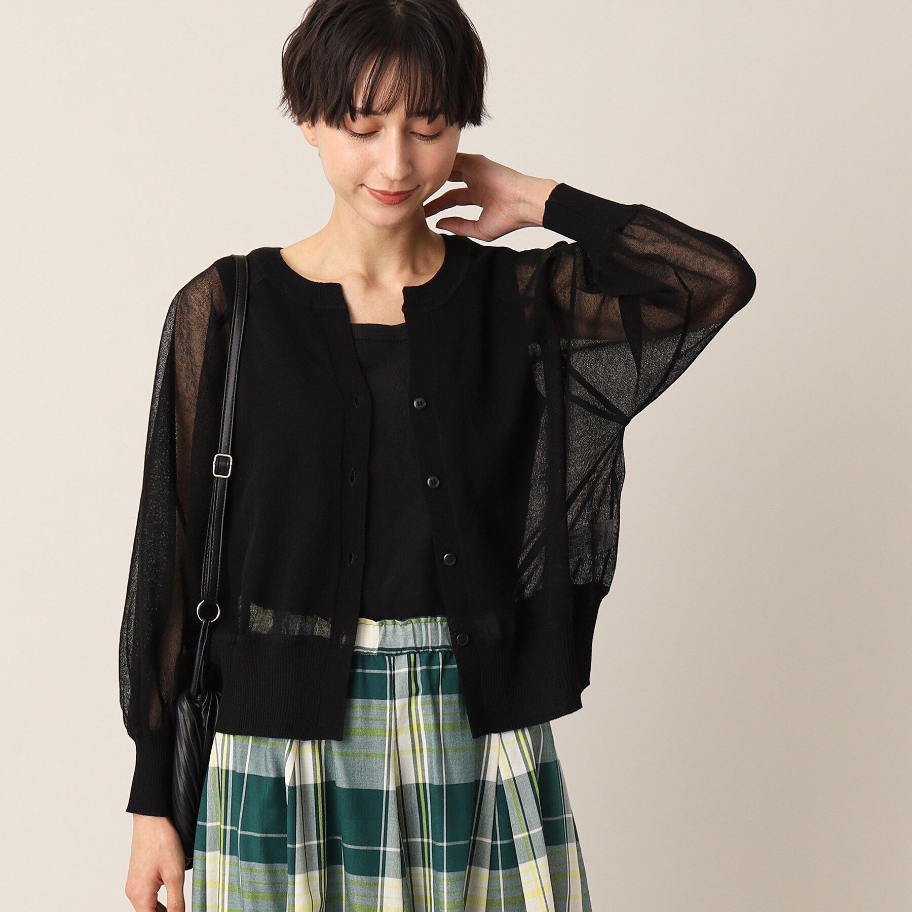 Dessin「【洗える】シースルースリットネックカーディガン」|カーディガン|