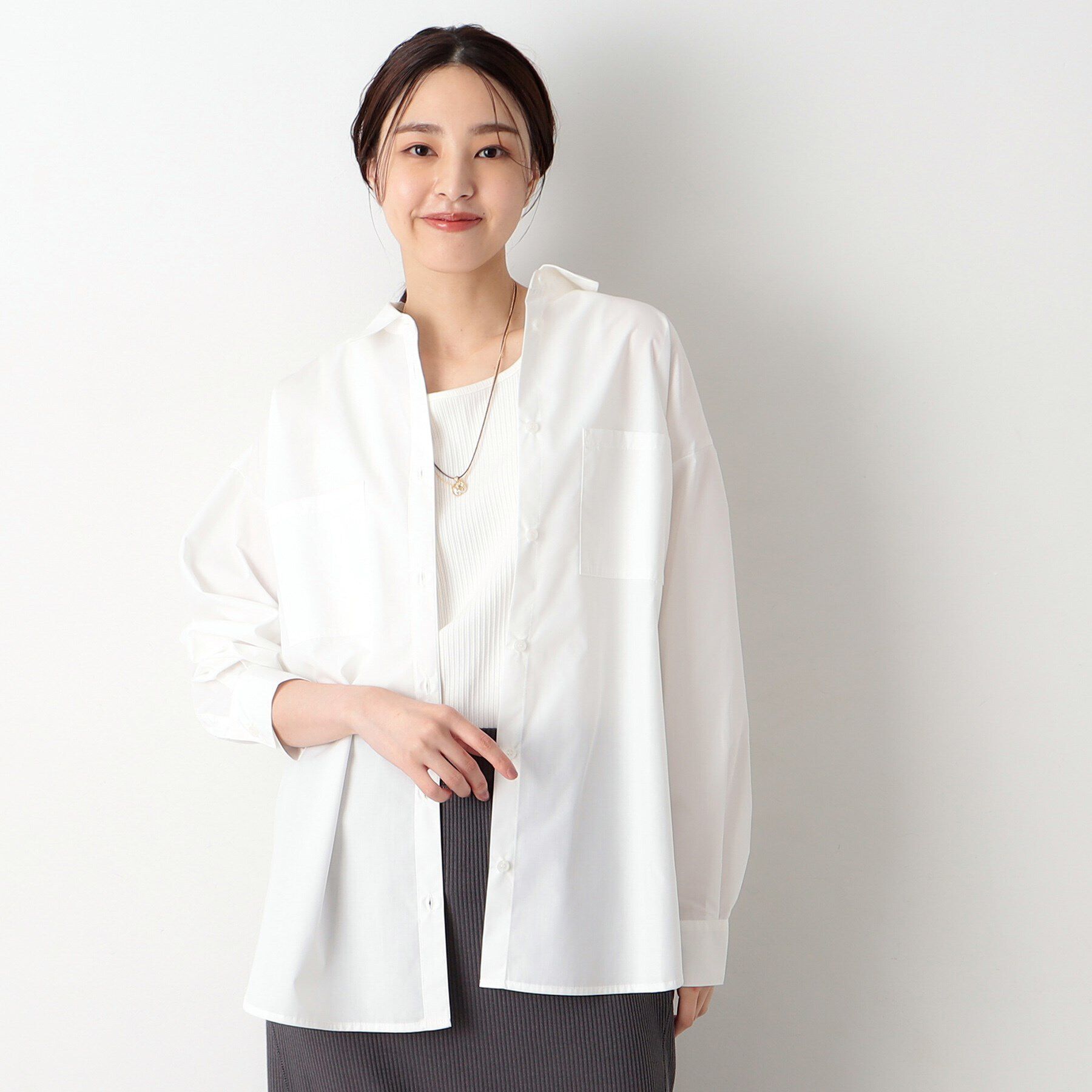 Dessin「【洗える】オーバーシャツ」|シャツ・ブラウス|ホワイト(001)